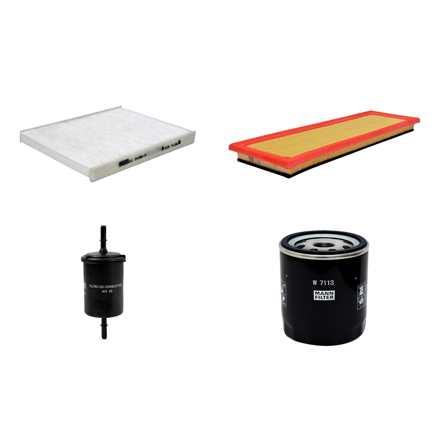 Kit Filtros de Ar Combustível Cabine Ar Condicionado Óleo - Mann-Filter - C4151 - CU2436/3 - W7113 - WK58 - (1)