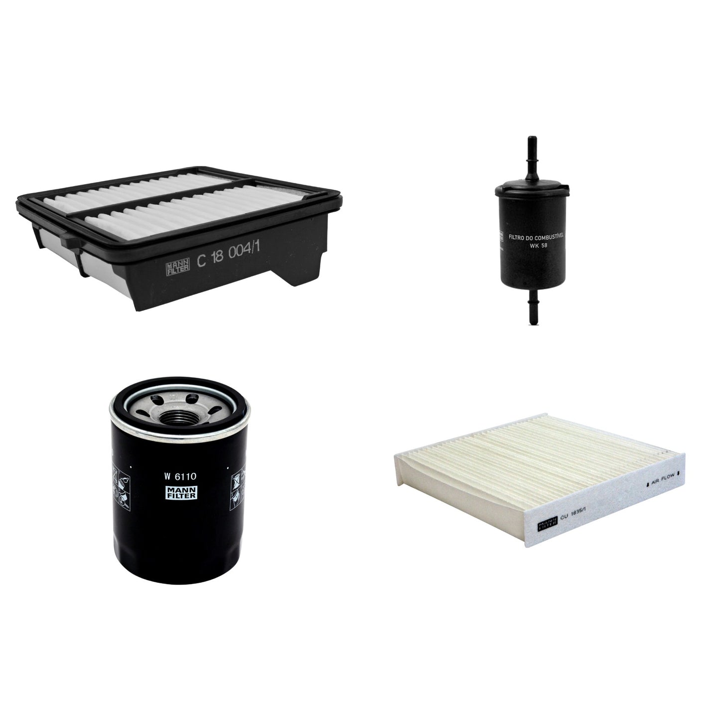 Kit Filtros de Ar Combustível Cabine Ar Condicionado Óleo - Mann-Filter - C18004/1 - CU1835/1 - W6110 - WK58 - (1)