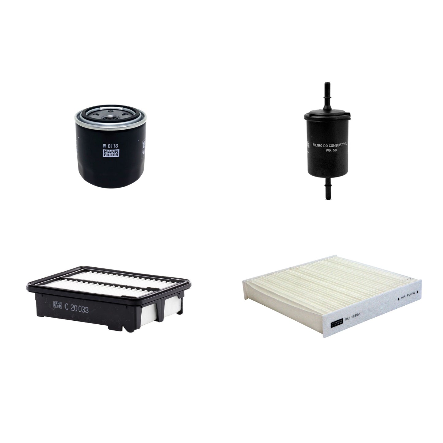 Kit Filtros de Ar Combustível Cabine Ar Condicionado Óleo - Mann-Filter - C20033 - CU1835/1 - W8118 - WK58 - (1)