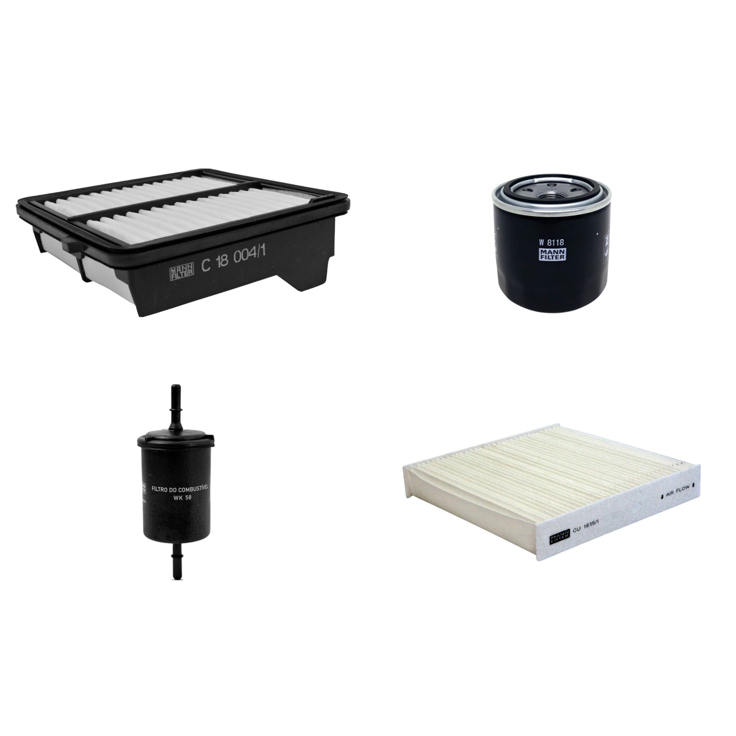 Kit Filtros de Ar Combustível Cabine Ar Condicionado Óleo - Mann-Filter - C18004/1 - CU1835/1 - W8118 - WK58 - (1)