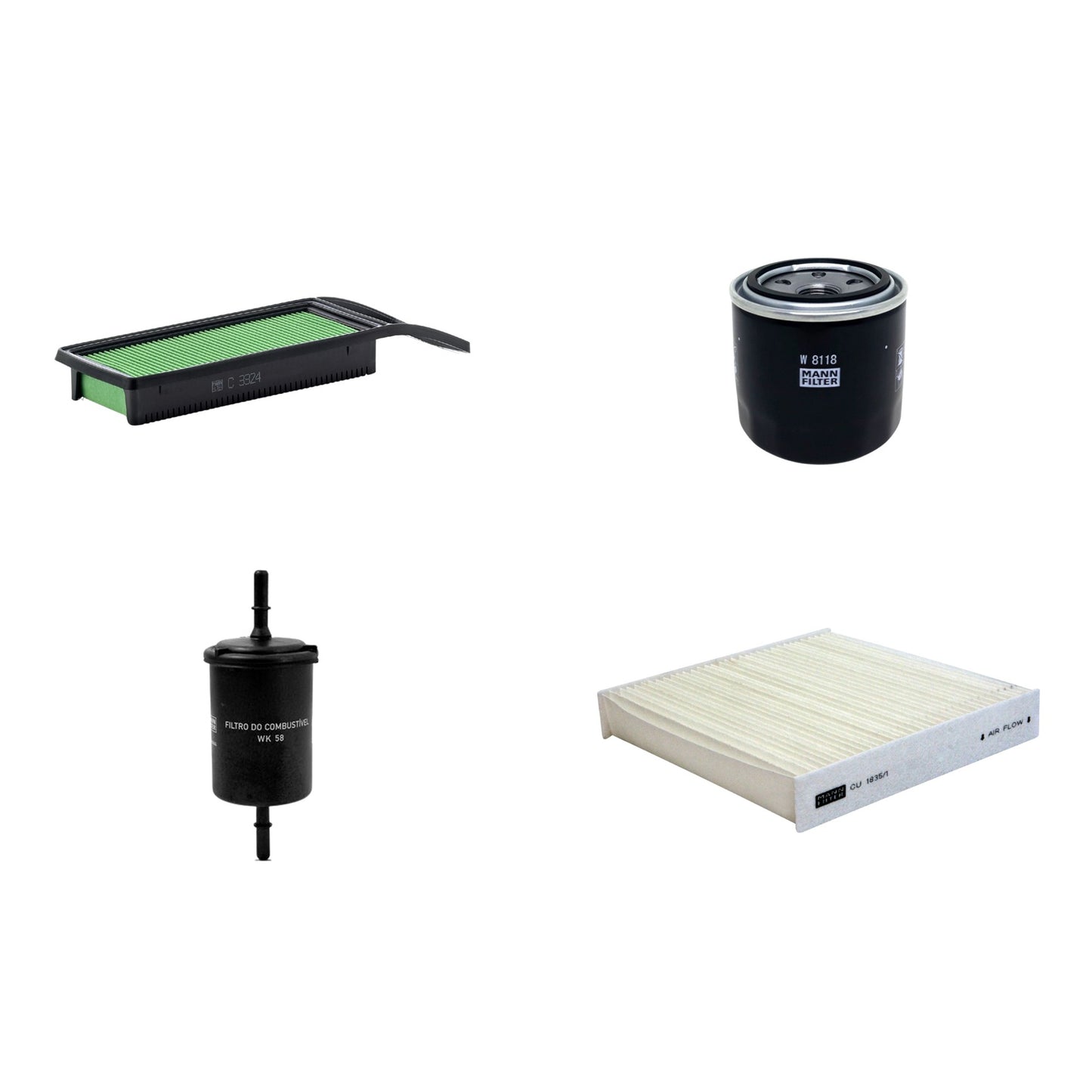 Kit Filtros de Ar Combustível Cabine Ar Condicionado Óleo - Mann-Filter - C3324 - CU1835/1 - W8118 - WK58 - (1)