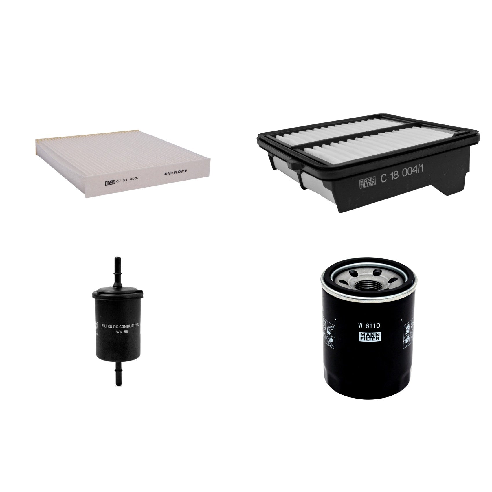 Kit Filtros de Ar Combustível Cabine Ar Condicionado Óleo - Mann-Filter - C18004/1 - CU21003/1 - W6110 - WK58 - (1)