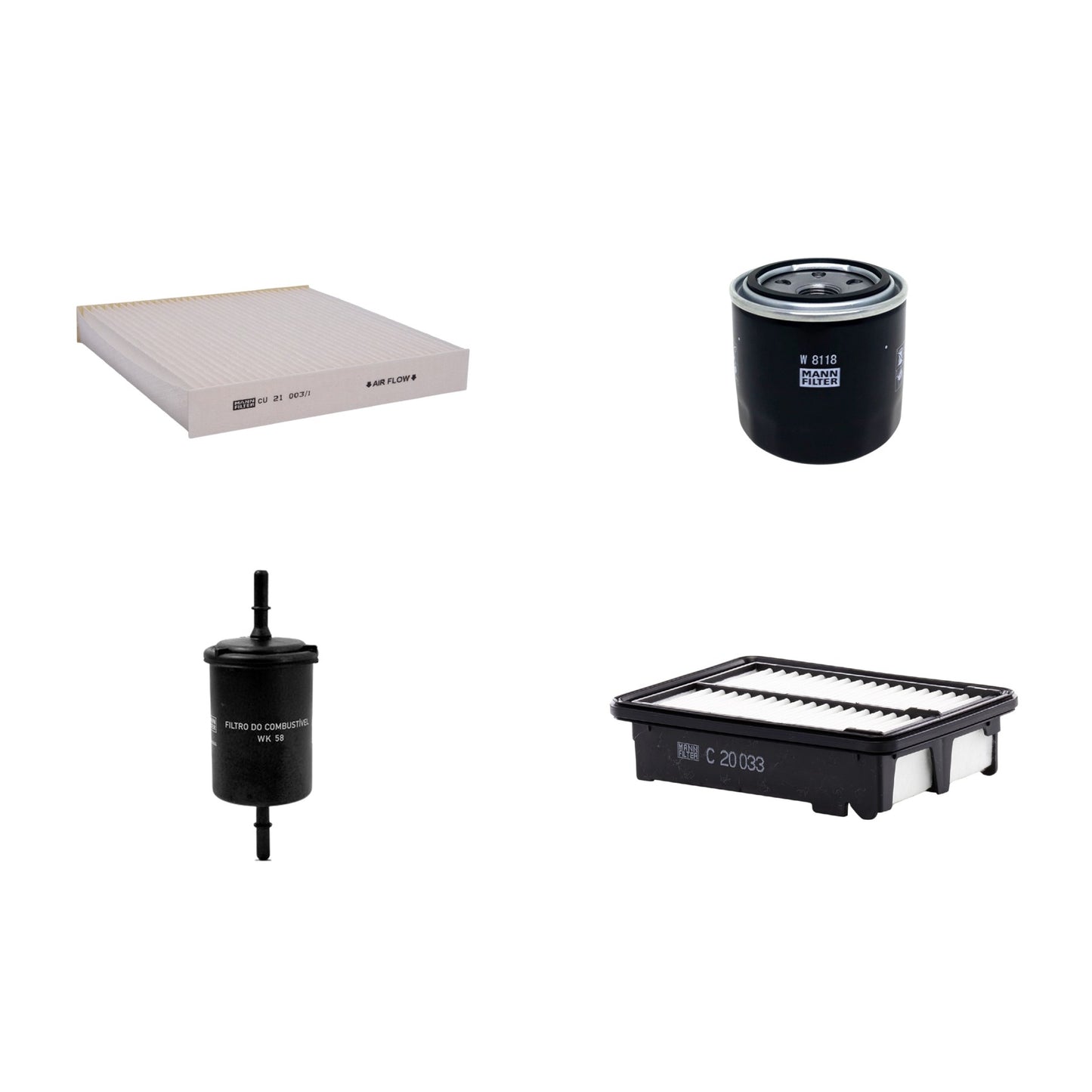 Kit Filtros de Ar Combustível Cabine Ar Condicionado Óleo - Mann-Filter - C20033 - CU21003/1 - W8118 - WK58 - (1)