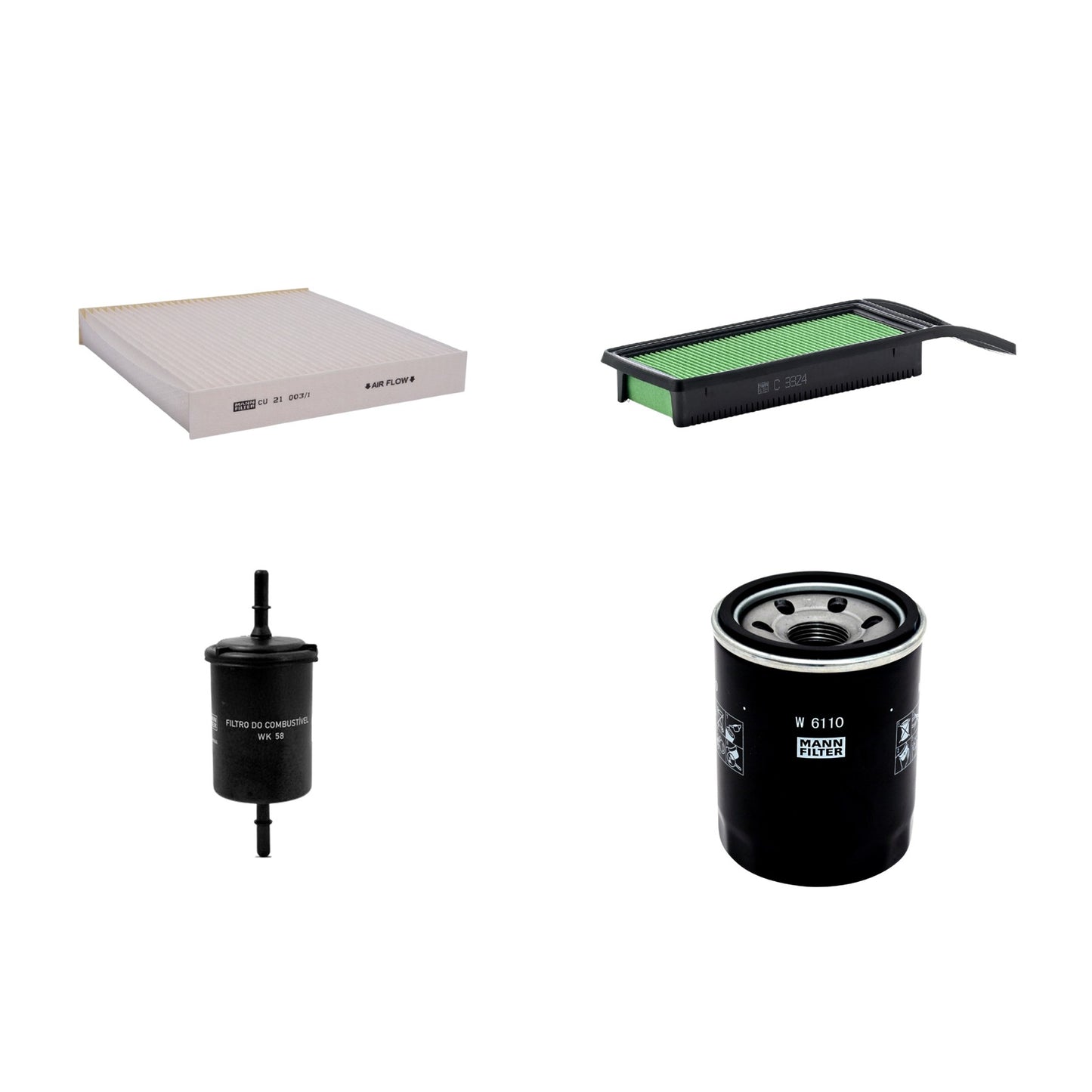 Kit Filtros de Ar Combustível Cabine Ar Condicionado Óleo - Mann-Filter - C3324 - CU21003/1 - W6110 - WK58 - (1)