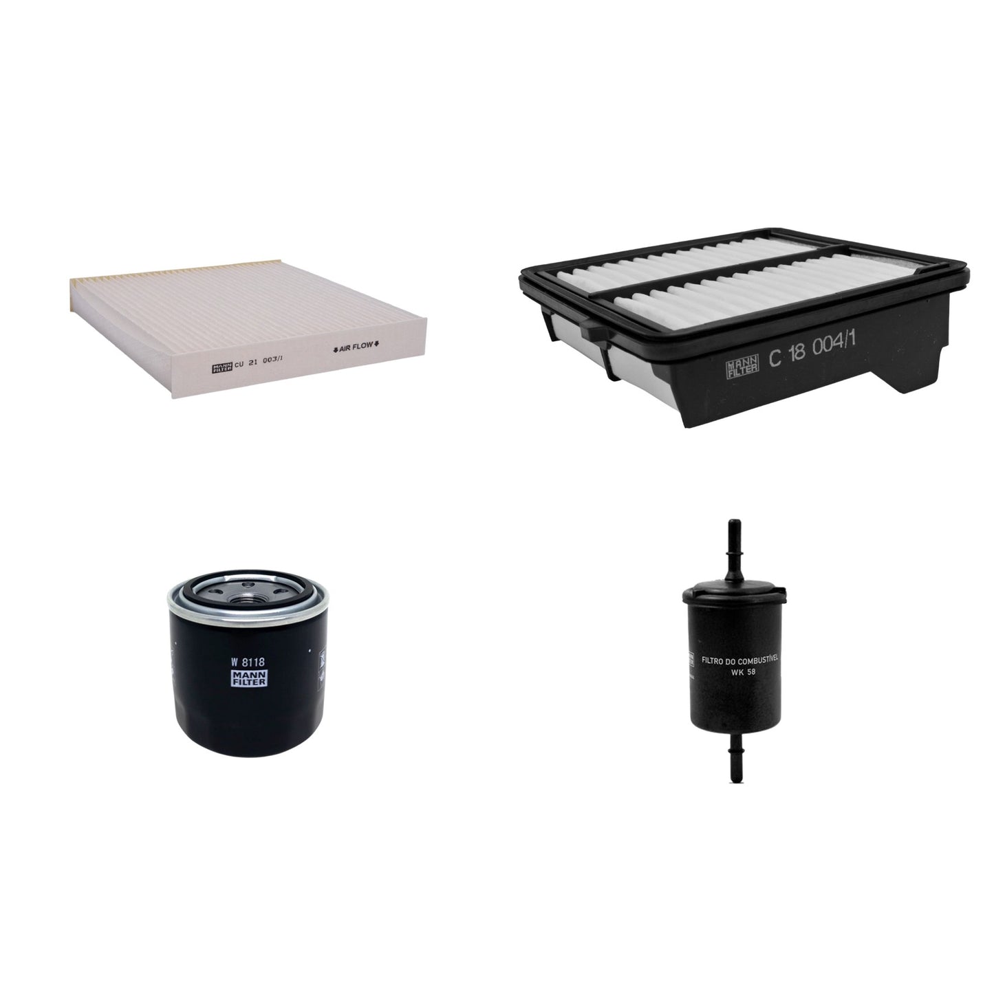 Kit Filtros de Ar Combustível Cabine Ar Condicionado Óleo - Mann-Filter - C18004/1 - CU21003/1 - W8118 - WK58 - (1)