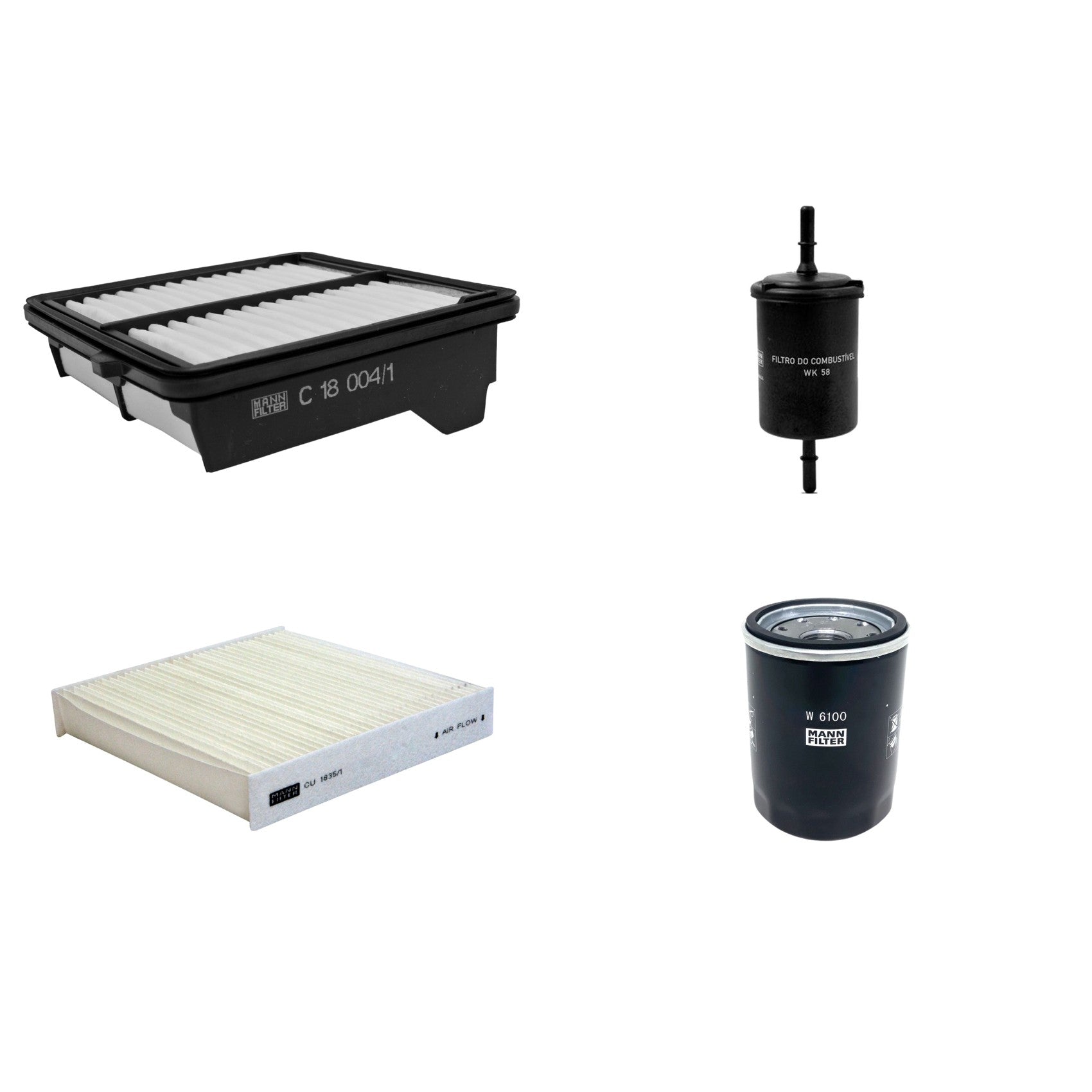 Kit Filtros de Ar Combustível Cabine Ar Condicionado Óleo - Mann-Filter - C18004/1 - CU1835/1 - W6100 - WK58 - (1)