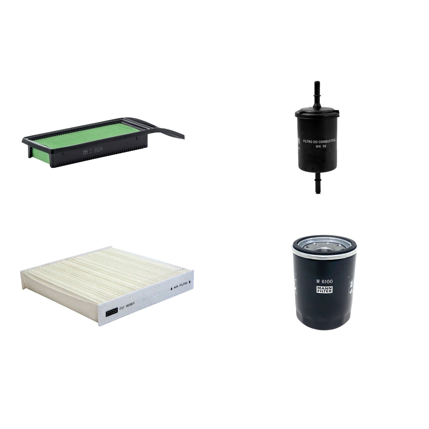 Kit Filtros de Ar Combustível Cabine Ar Condicionado Óleo - Mann-Filter - C3324 - CU1835/1 - W6100 - WK58 - (1)