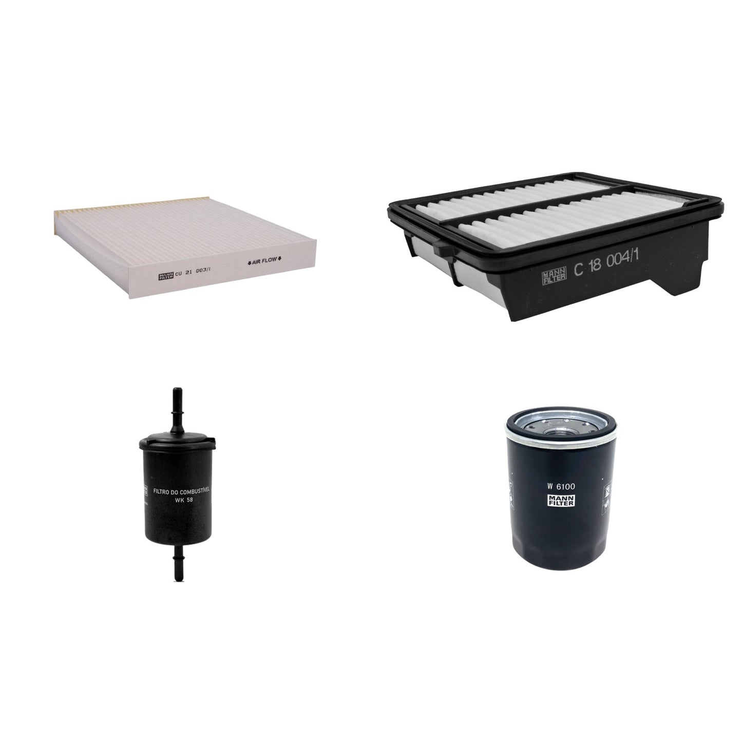 Kit Filtros de Ar Combustível Cabine Ar Condicionado Óleo - Mann-Filter - C18004/1 - CU21003/1 - W6100 - WK58 - (1)