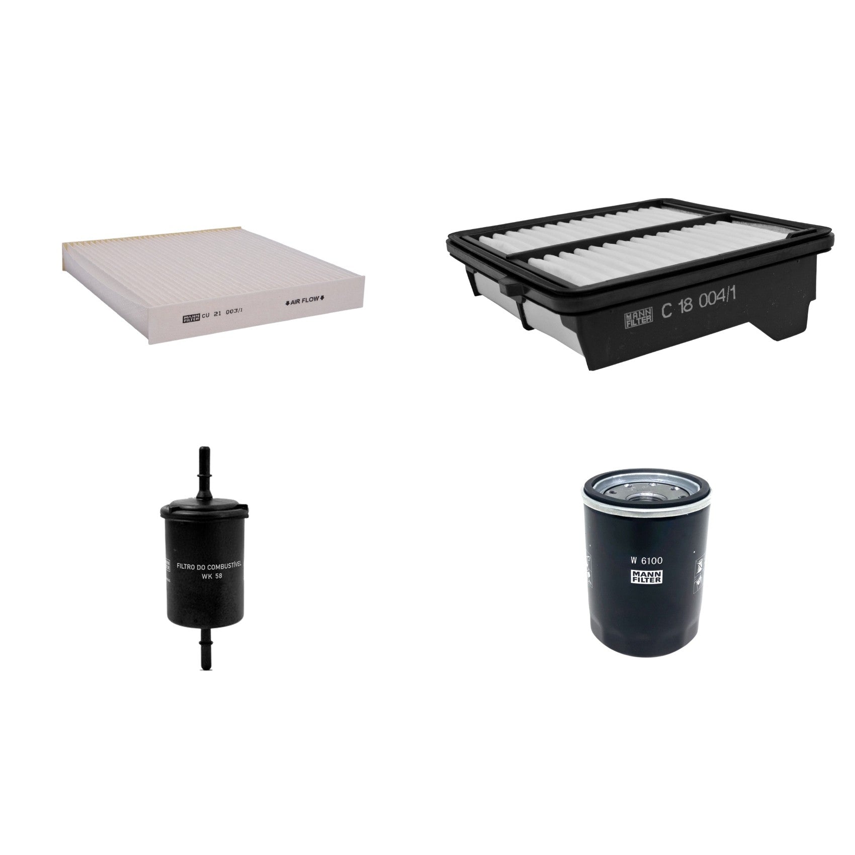 Kit Filtros de Ar Combustível Cabine Ar Condicionado Óleo - Mann-Filter - C18004/1 - CU21003/1 - W6100 - WK58 - (1)