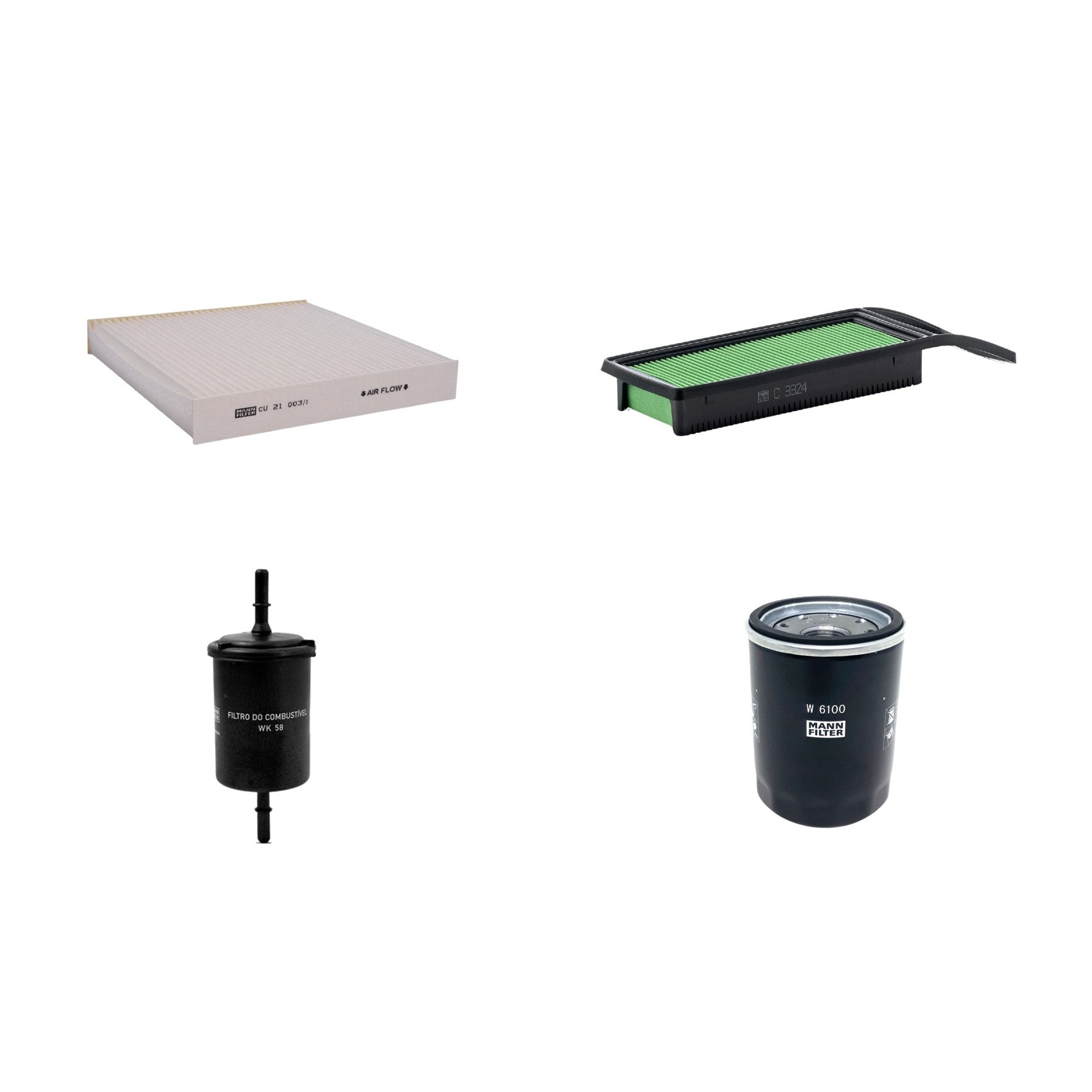 Kit Filtros de Ar Combustível Cabine Ar Condicionado Óleo - Mann-Filter - C3324 - CU21003/1 - W6100 - WK58 - (1)