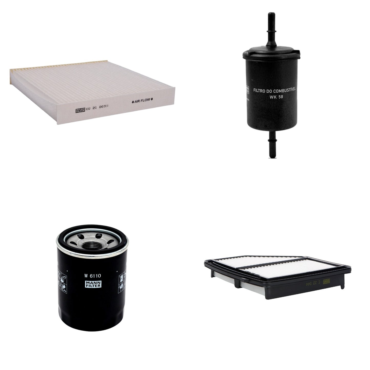 Kit Filtros de Ar Combustível Cabine Ar Condicionado Óleo - Mann-Filter - C22044 - CU21003/1 - W6110 - WK58 - (1)