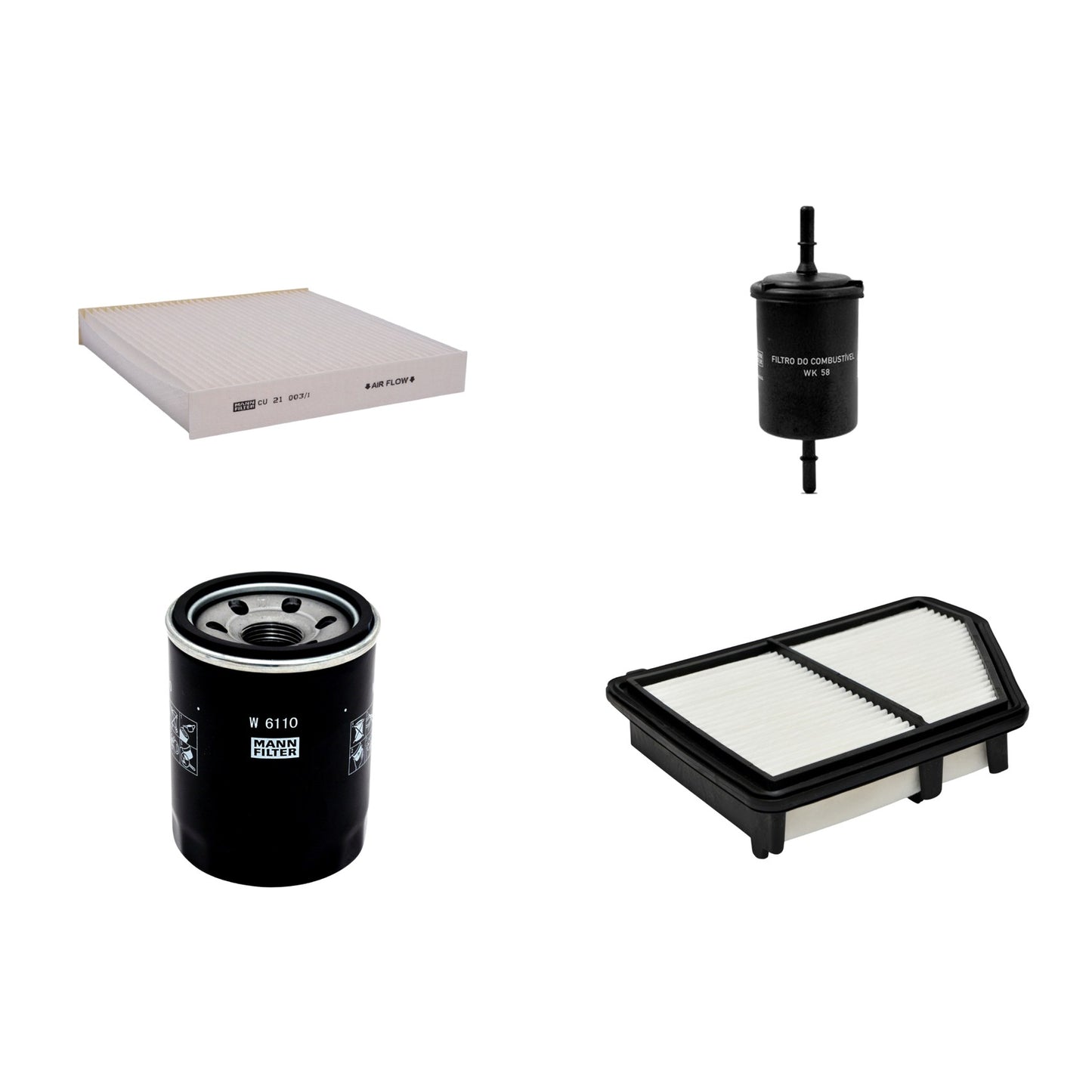 Kit Filtros de Ar Combustível Cabine Ar Condicionado Óleo - Mann-Filter - C24108 - CU21003/1 - W6110 - WK58 - (1)