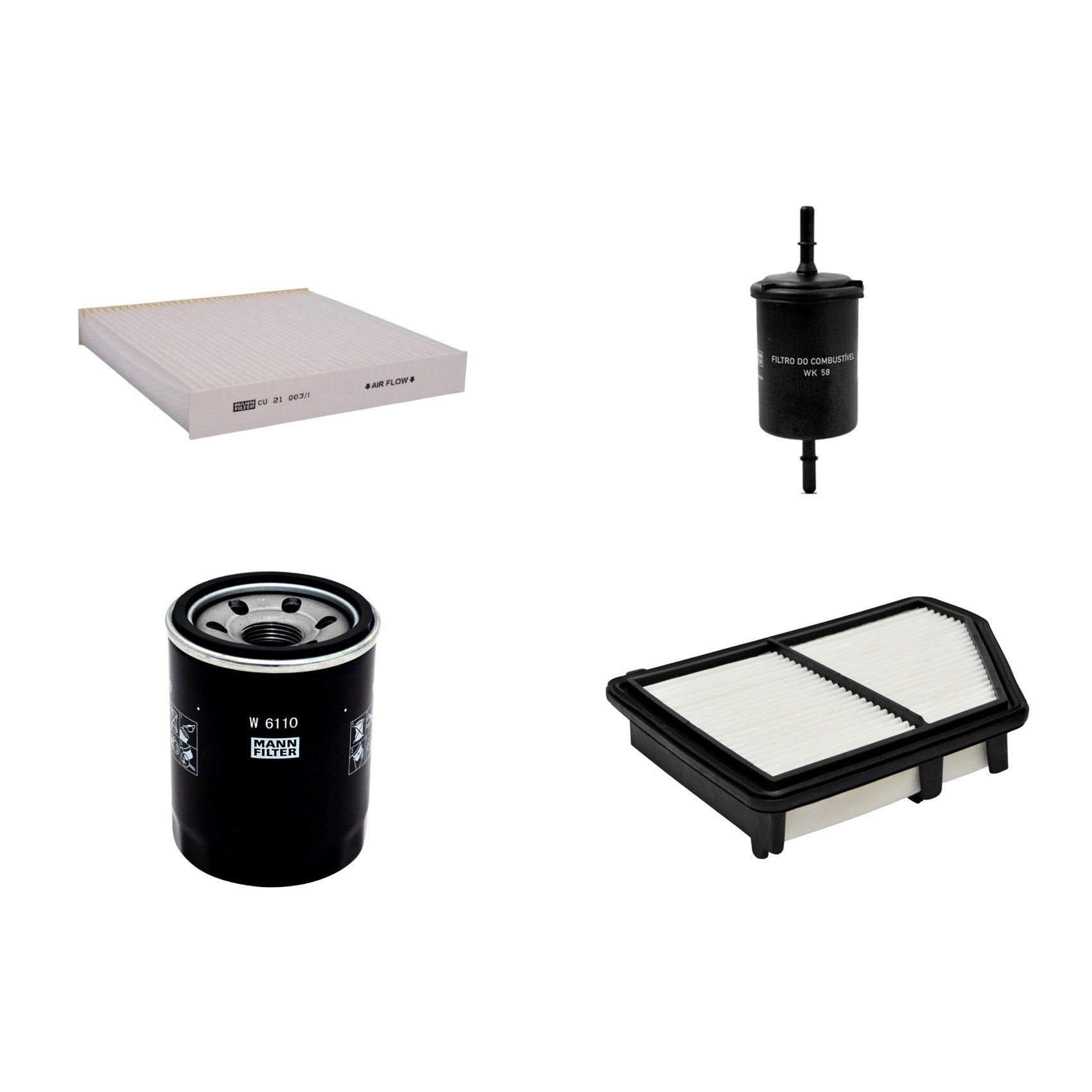 Kit Filtros de Ar Combustível Cabine Ar Condicionado Óleo - Mann-Filter - C24108 - CU21003/1 - W6110 - WK58 - (1)