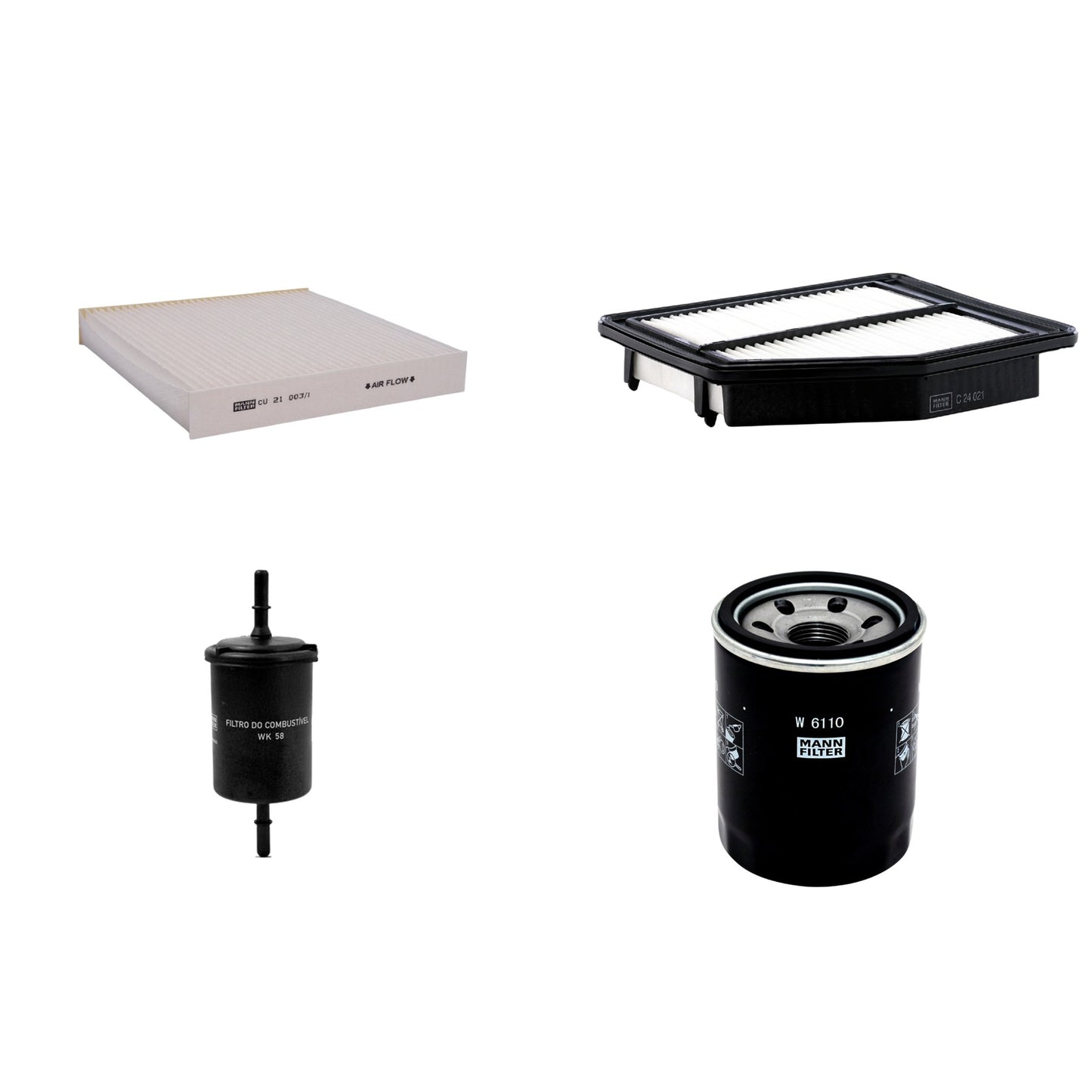 Kit Filtros de Ar Combustível Cabine Ar Condicionado Óleo - Mann-Filter - C24021 - CU21003/1 - W6110 - WK58 - (1)