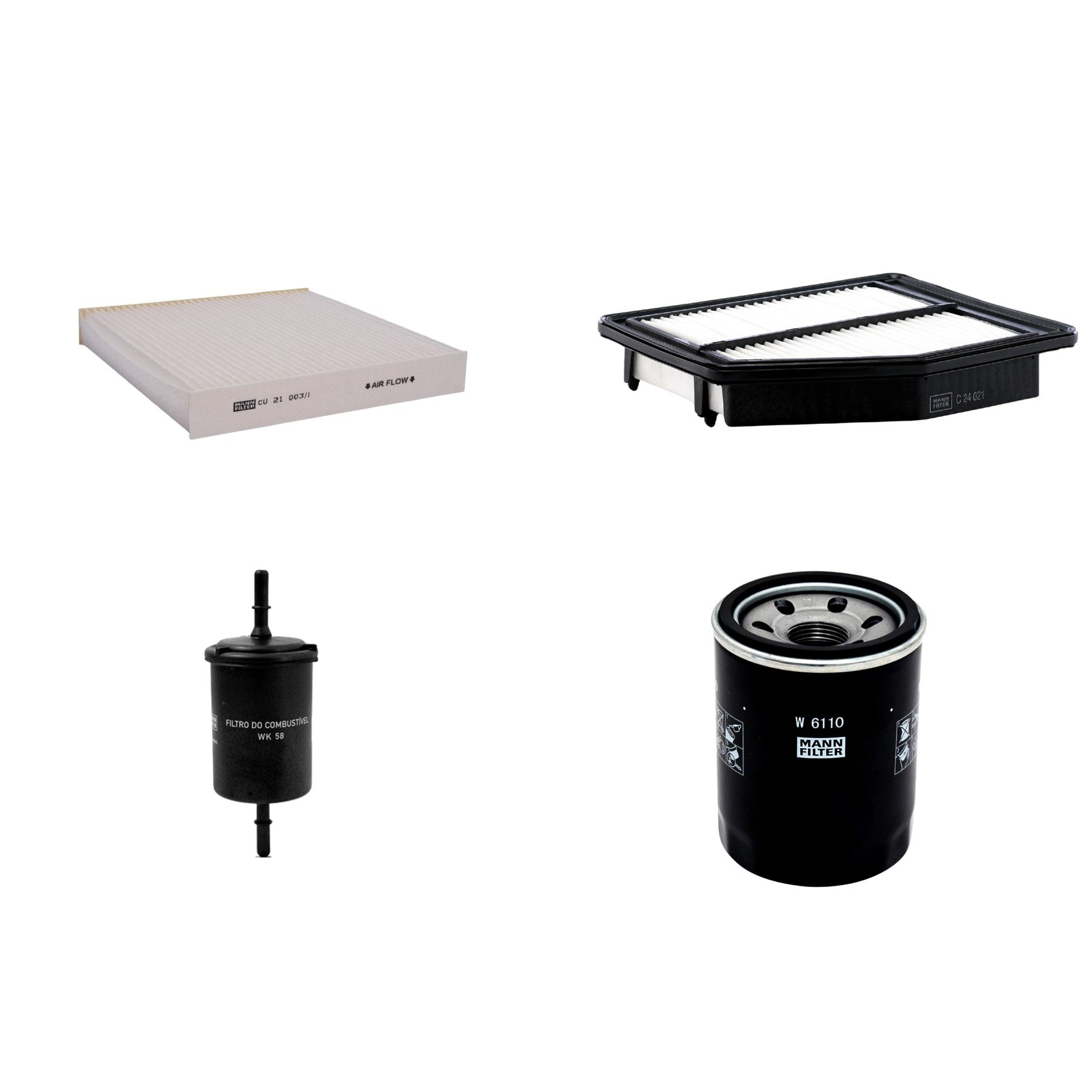 Kit Filtros de Ar Combustível Cabine Ar Condicionado Óleo - Mann-Filter - C24021 - CU21003/1 - W6110 - WK58 - (1)