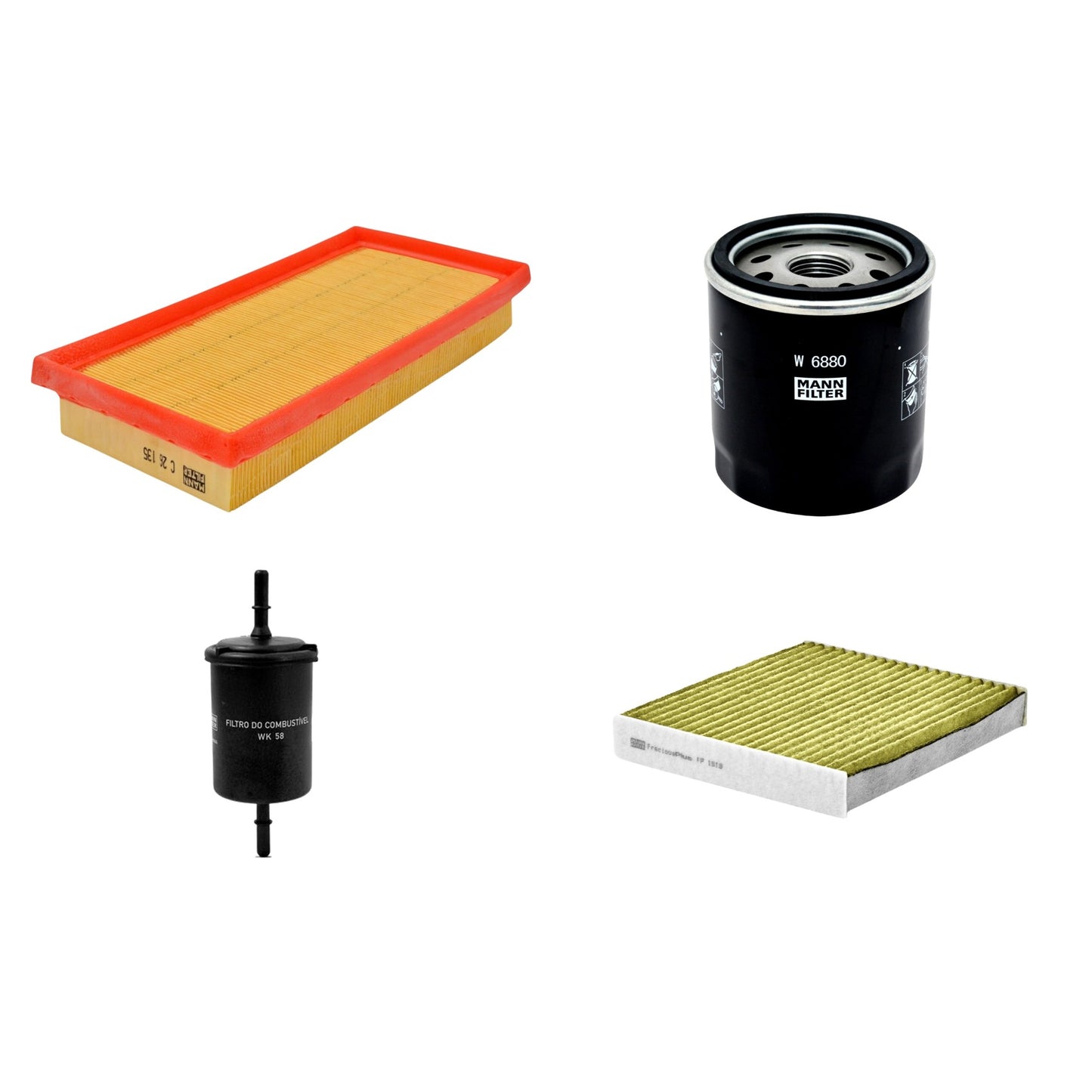 Kit Filtros de Ar Combustível Cabine Ar Condicionado Óleo - Mann-Filter - C26135 - FP1919 - W6880 - WK58 - (1)