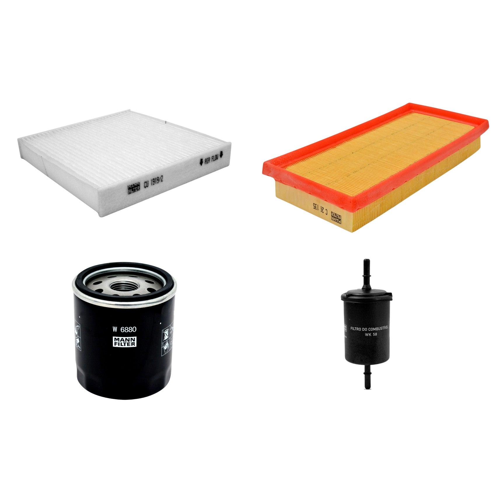 Kit Filtros de Ar Combustível Cabine Ar Condicionado Óleo - Mann-Filter - C26135 - CU1919/2 - W6880 - WK58 - (1)