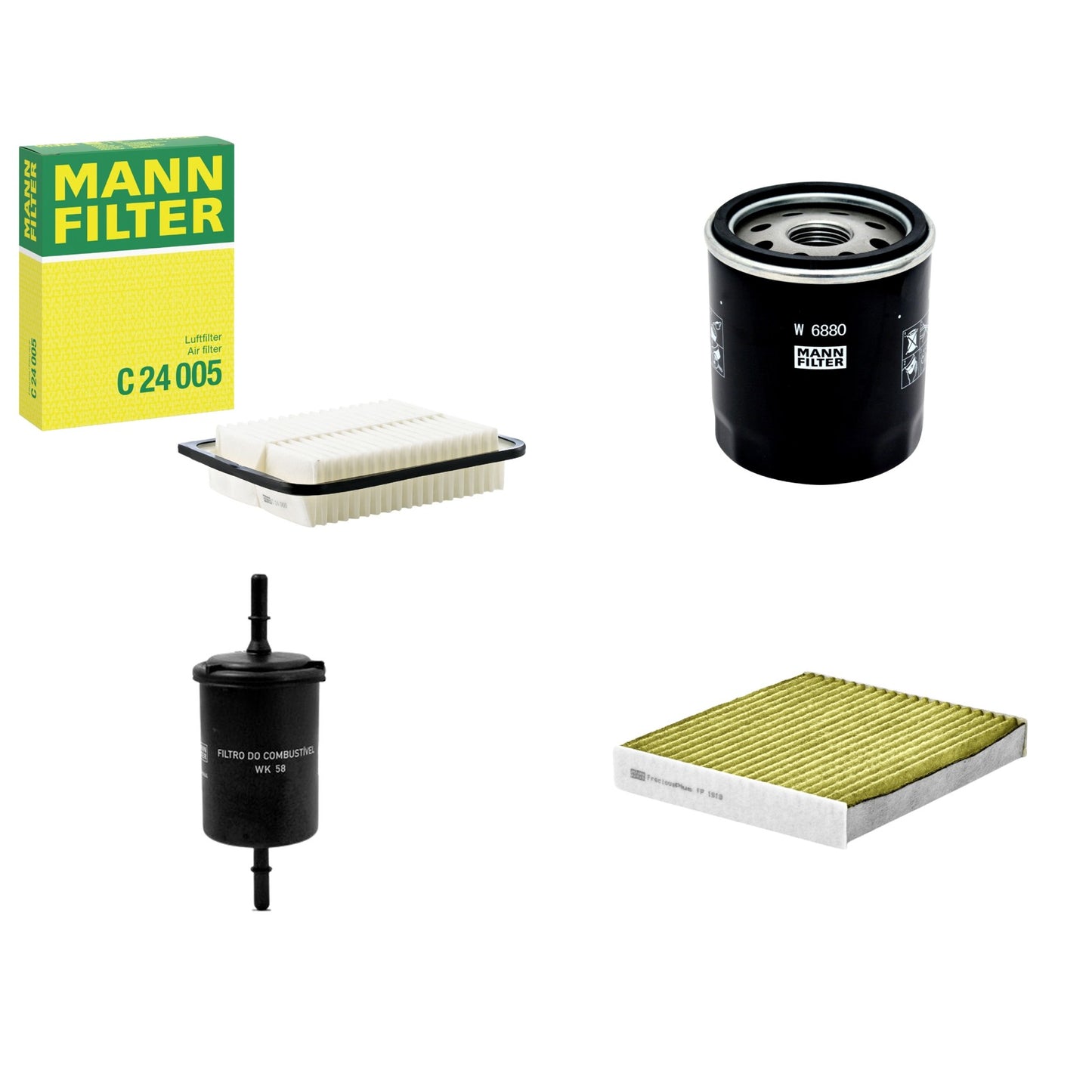Kit Filtros de Ar Combustível Cabine Ar Condicionado Óleo - Mann-Filter - C24005 - FP1919 - W6880 - WK58 - (1)