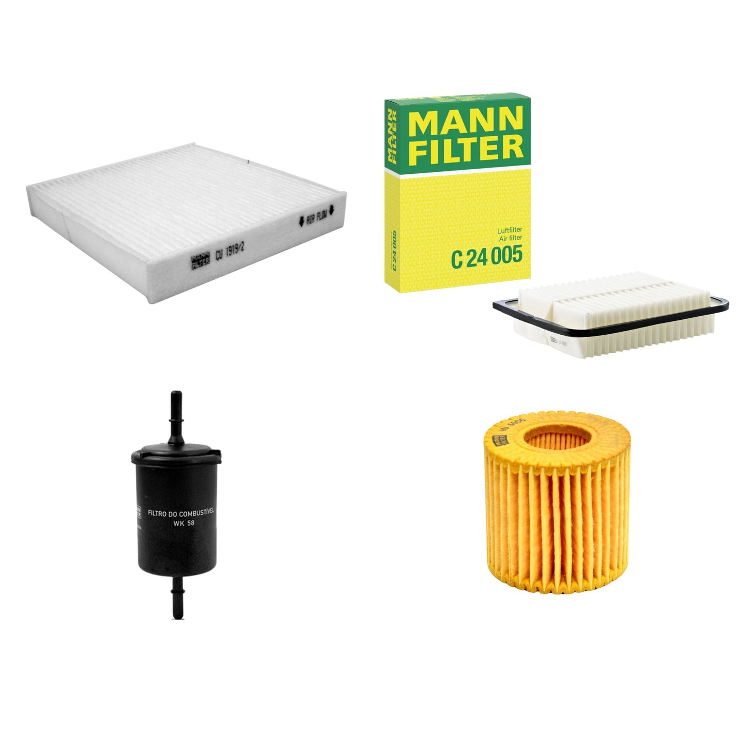 Kit Filtros de Ar Combustível Cabine Ar Condicionado Óleo - Mann-Filter - C24005 - CU1919/2 - HU6006x - WK58 - (1)