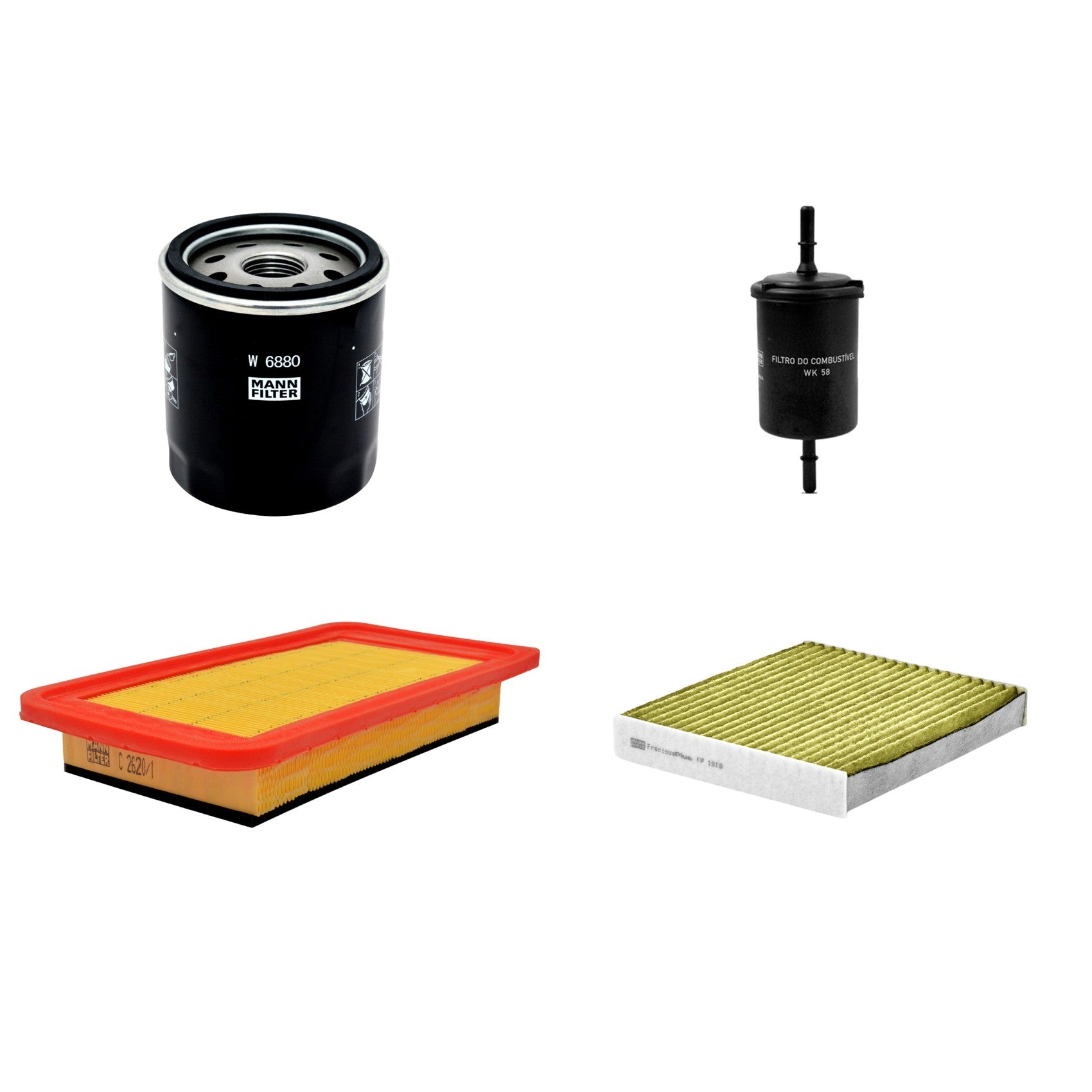 Kit Filtros de Ar Combustível Cabine Ar Condicionado Óleo - Mann-Filter - C2620/1 - FP1919 - W6880 - WK58 - (1)