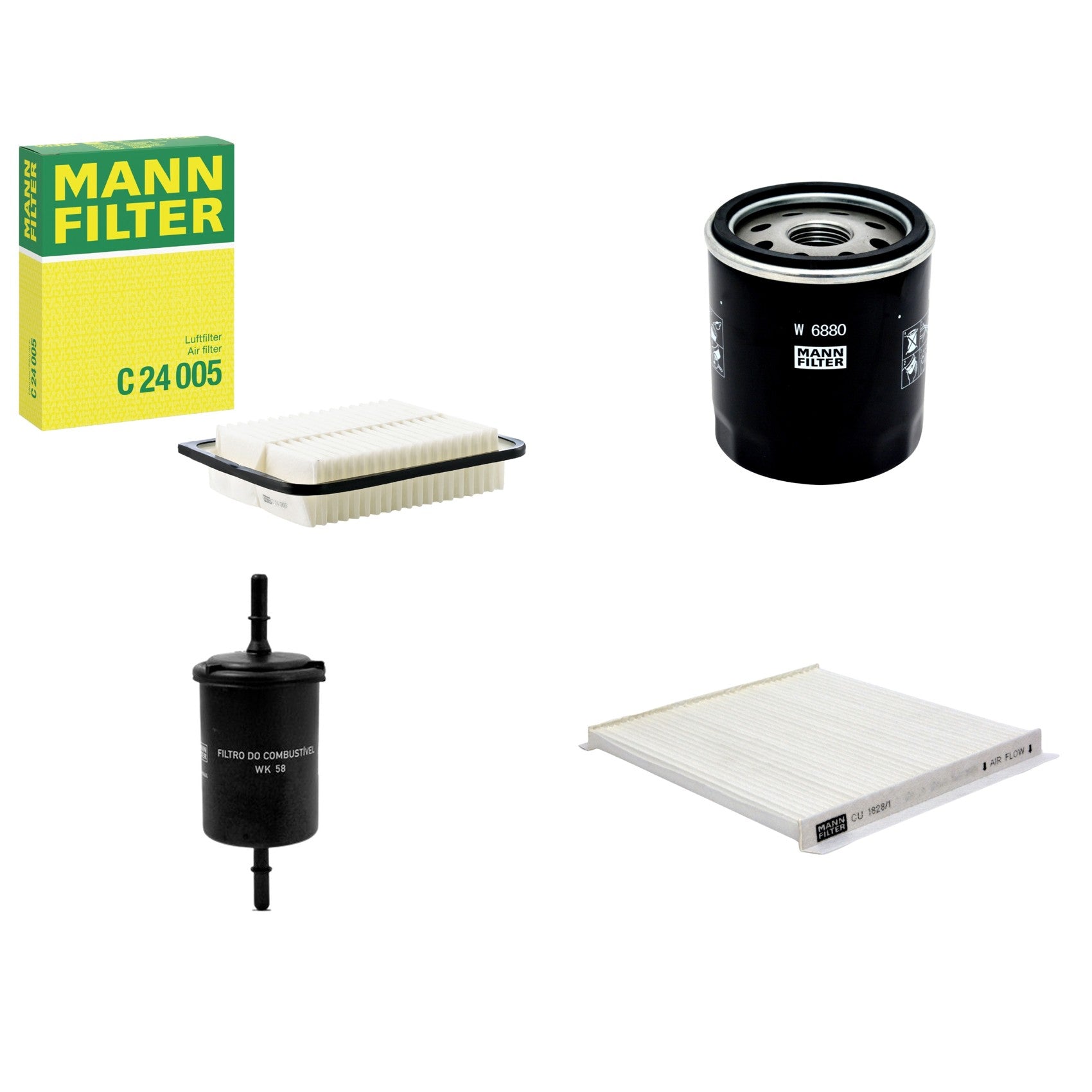 Kit Filtros de Ar Combustível Cabine Ar Condicionado Óleo - Mann-Filter - C24005 - CU1828/1 - W6880 - WK58 - (1)