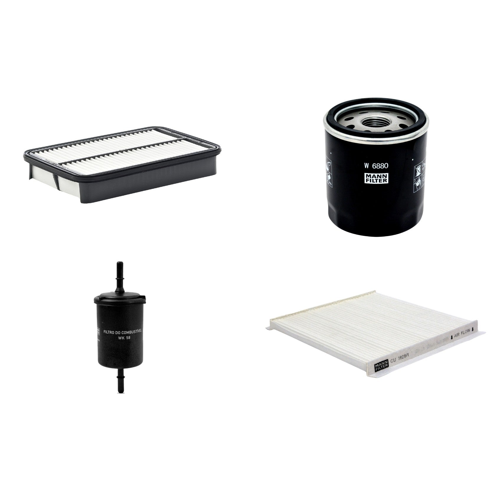 Kit Filtros de Ar Combustível Cabine Ar Condicionado Óleo - Mann-Filter - C2731/1 - CU1828/1 - W6880 - WK58 - (1)