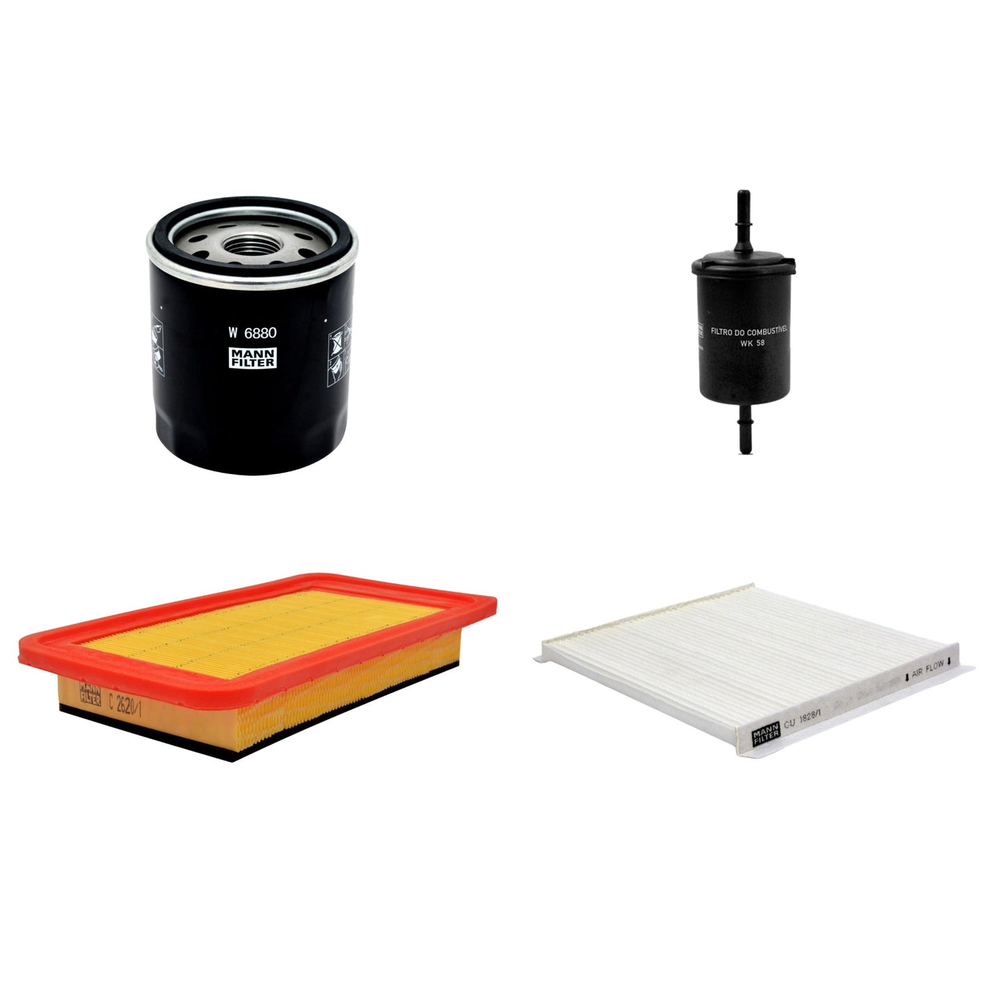 Kit Filtros de Ar Combustível Cabine Ar Condicionado Óleo - Mann-Filter - C2620/1 - CU1828/1 - W6880 - WK58 - (1)