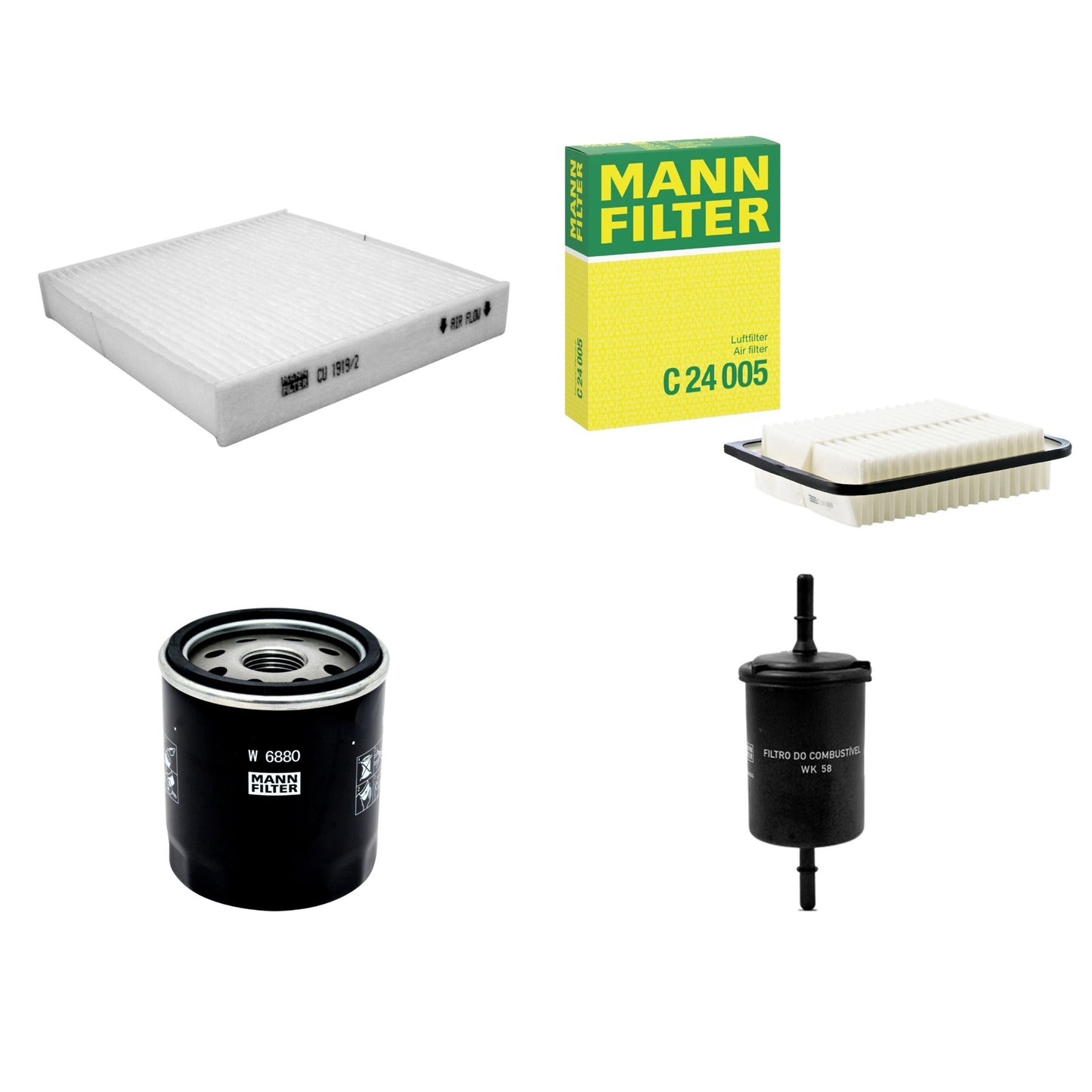 Kit Filtros de Ar Combustível Cabine Ar Condicionado Óleo - Mann-Filter - C24005 - CU1919/2 - W6880 - WK58 - (1)