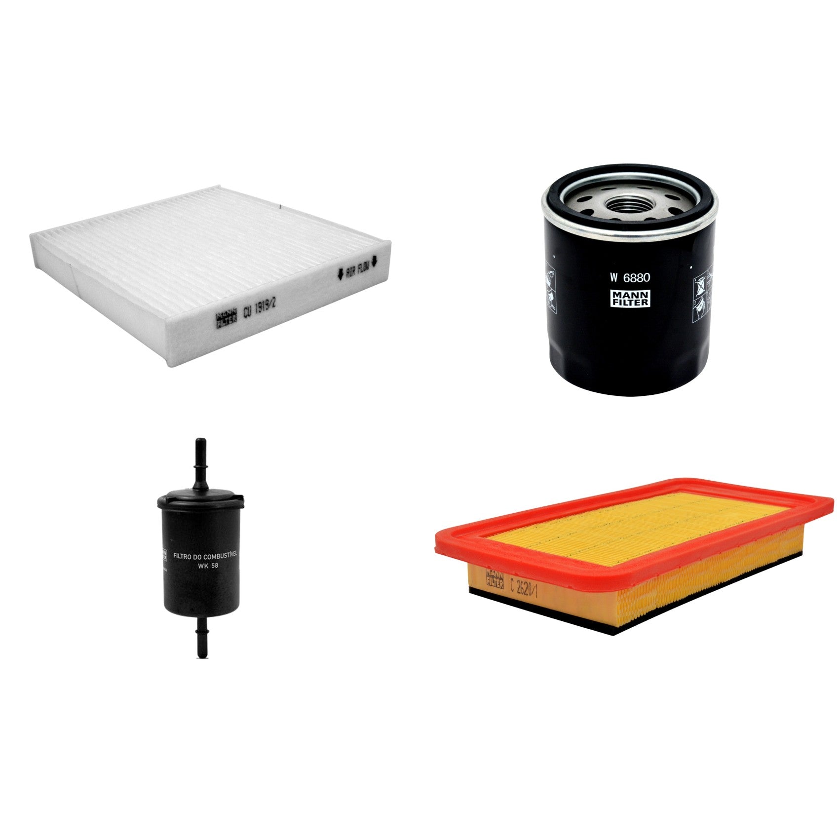 Kit Filtros de Ar Combustível Cabine Ar Condicionado Óleo - Mann-Filter - C2620/1 - CU1919/2 - W6880 - WK58 - (1)