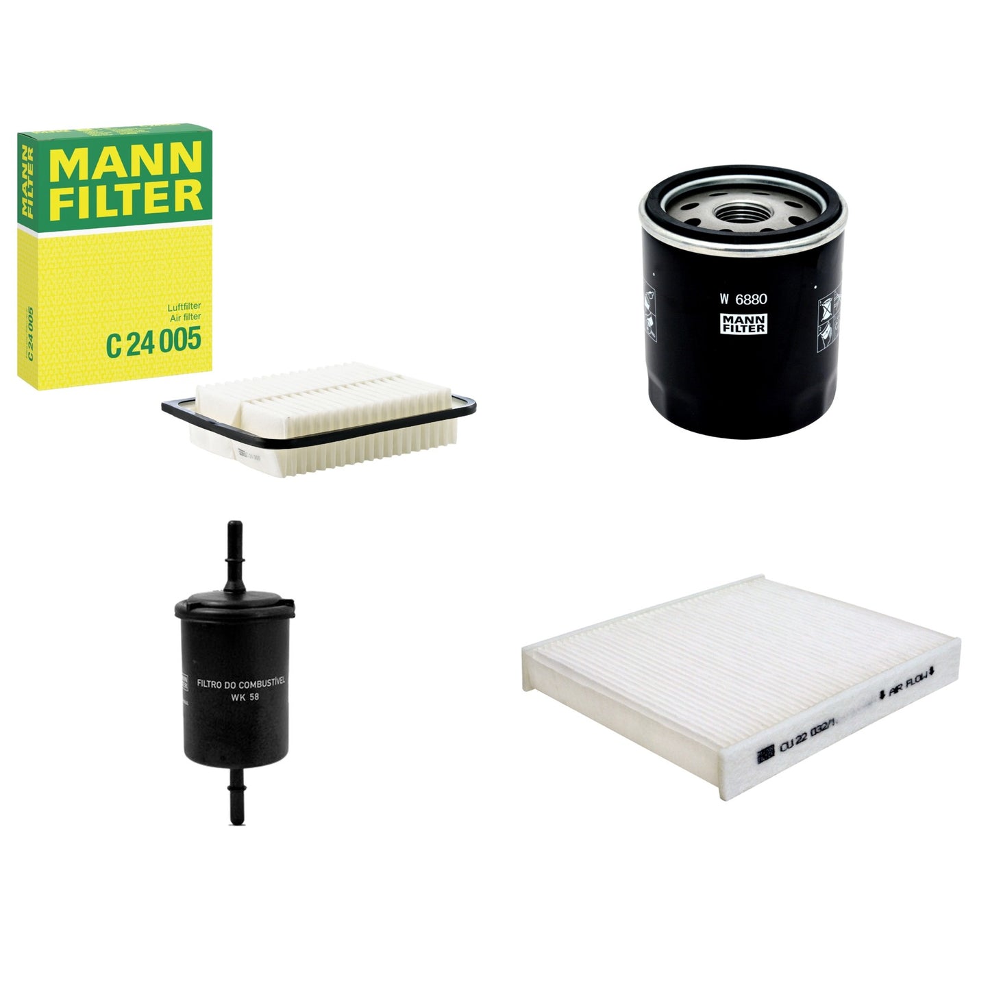 Kit Filtros de Ar Combustível Cabine Ar Condicionado Óleo - Mann-Filter - C24005 - CU22032/1 - W6880 - WK58 - (1)