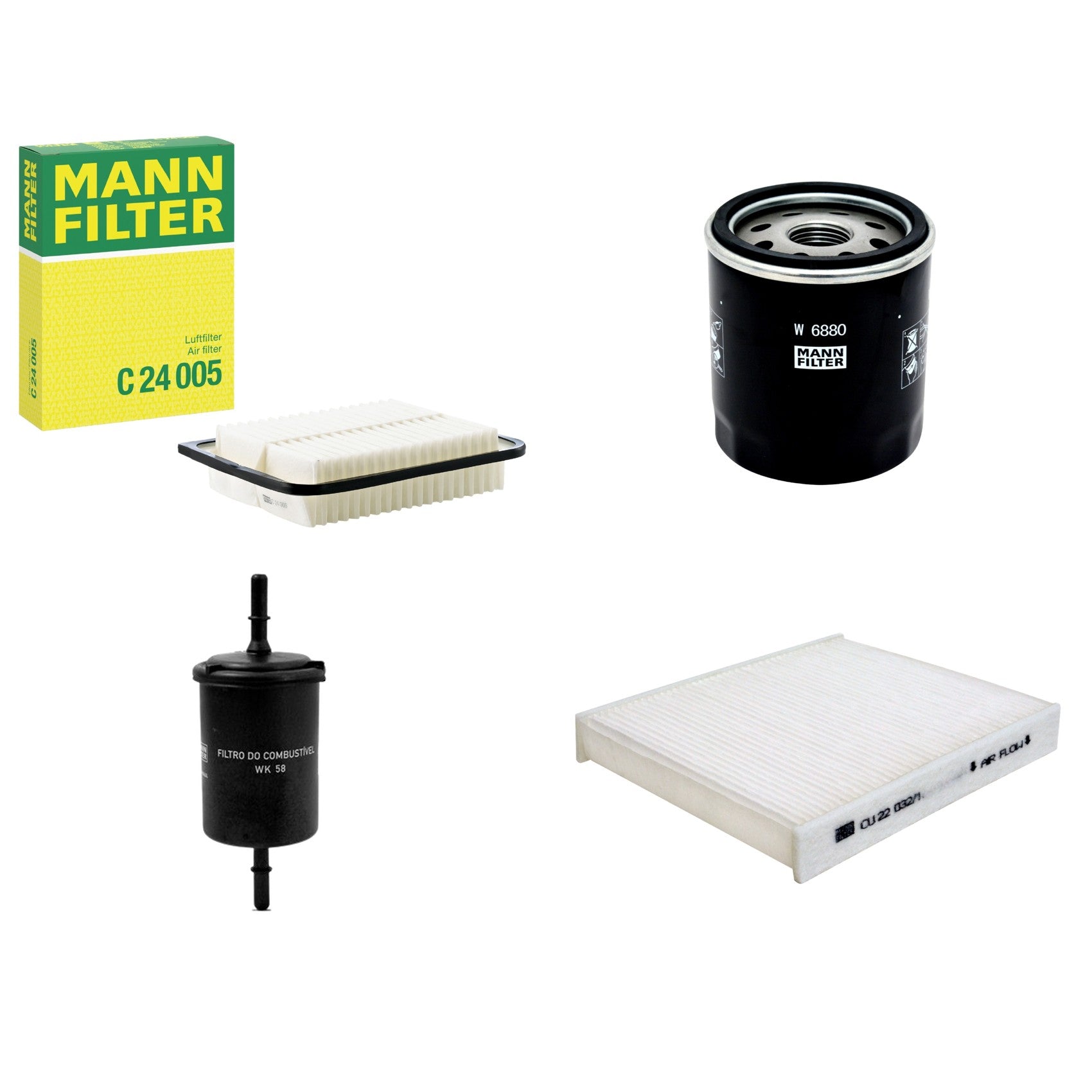 Kit Filtros de Ar Combustível Cabine Ar Condicionado Óleo - Mann-Filter - C24005 - CU22032/1 - W6880 - WK58 - (1)