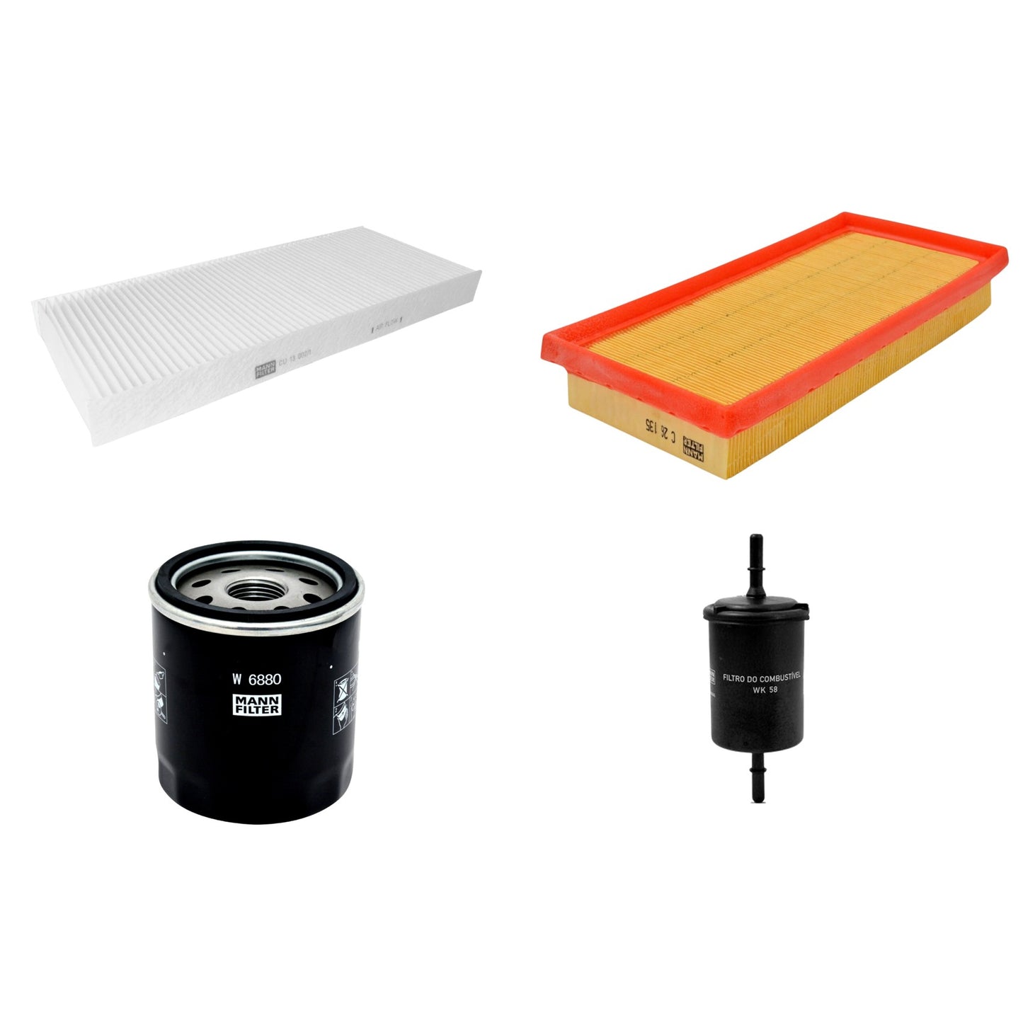 Kit Filtros de Ar Combustível Cabine Ar Condicionado Óleo - Mann-Filter - C26135 - CU13002/1 - W6880 - WK58 - (1)