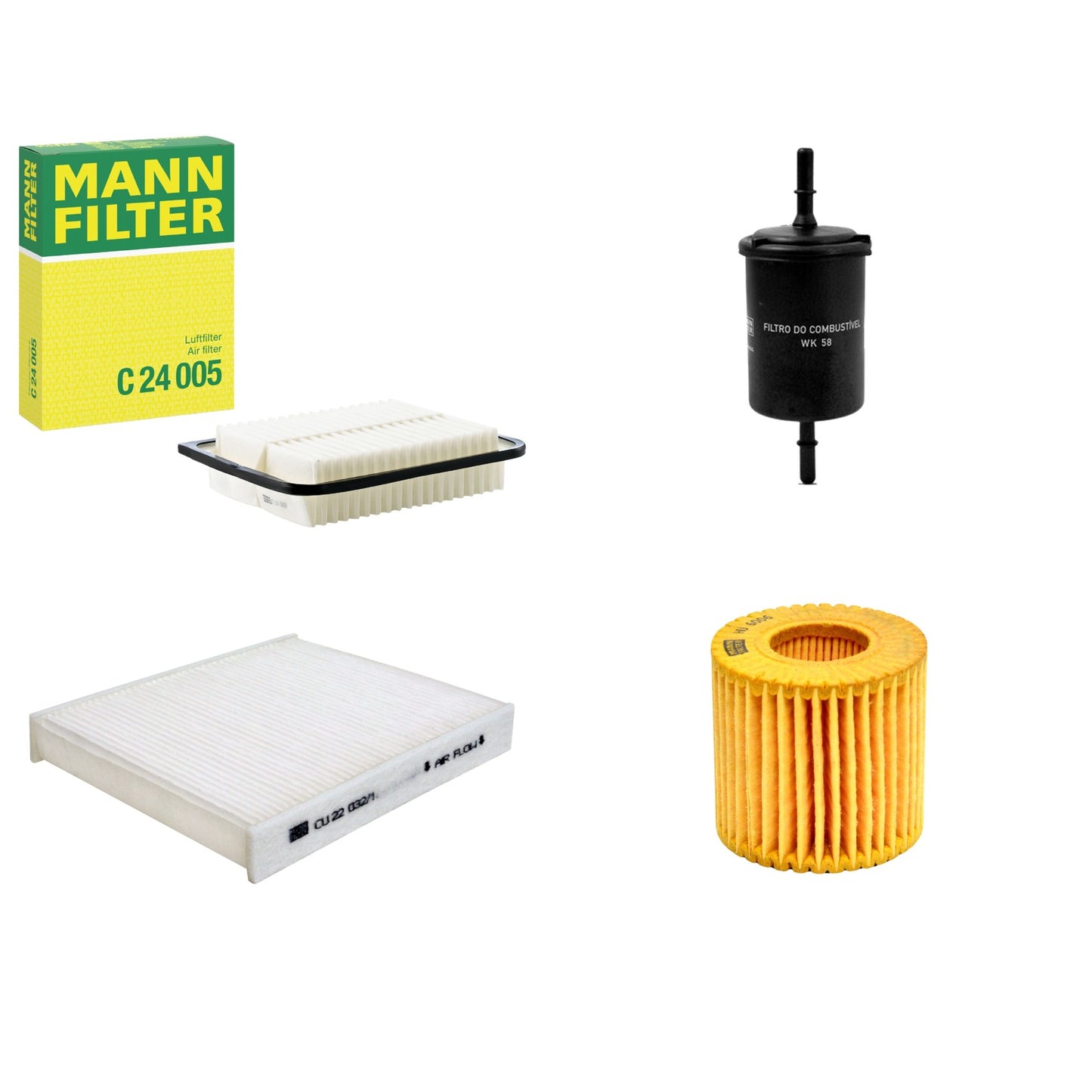 Kit Filtros de Ar Combustível Cabine Ar Condicionado Óleo - Mann-Filter - C24005 - CU22032/1 - HU6006x - WK58 - (1)