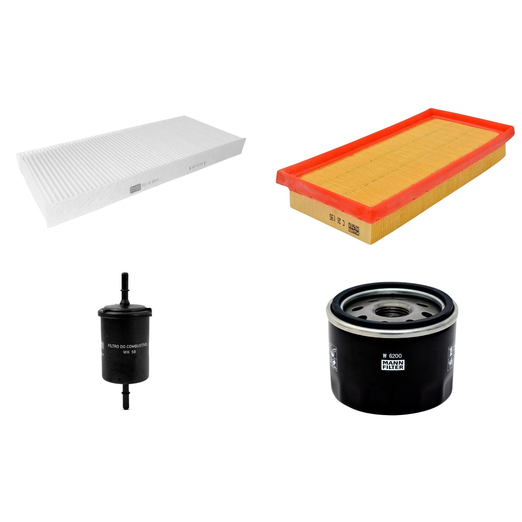 Kit Filtros de Ar Combustível Cabine Ar Condicionado Óleo - Mann-Filter - C26135 - CU13002/1 - W6200 - WK58 - (1)