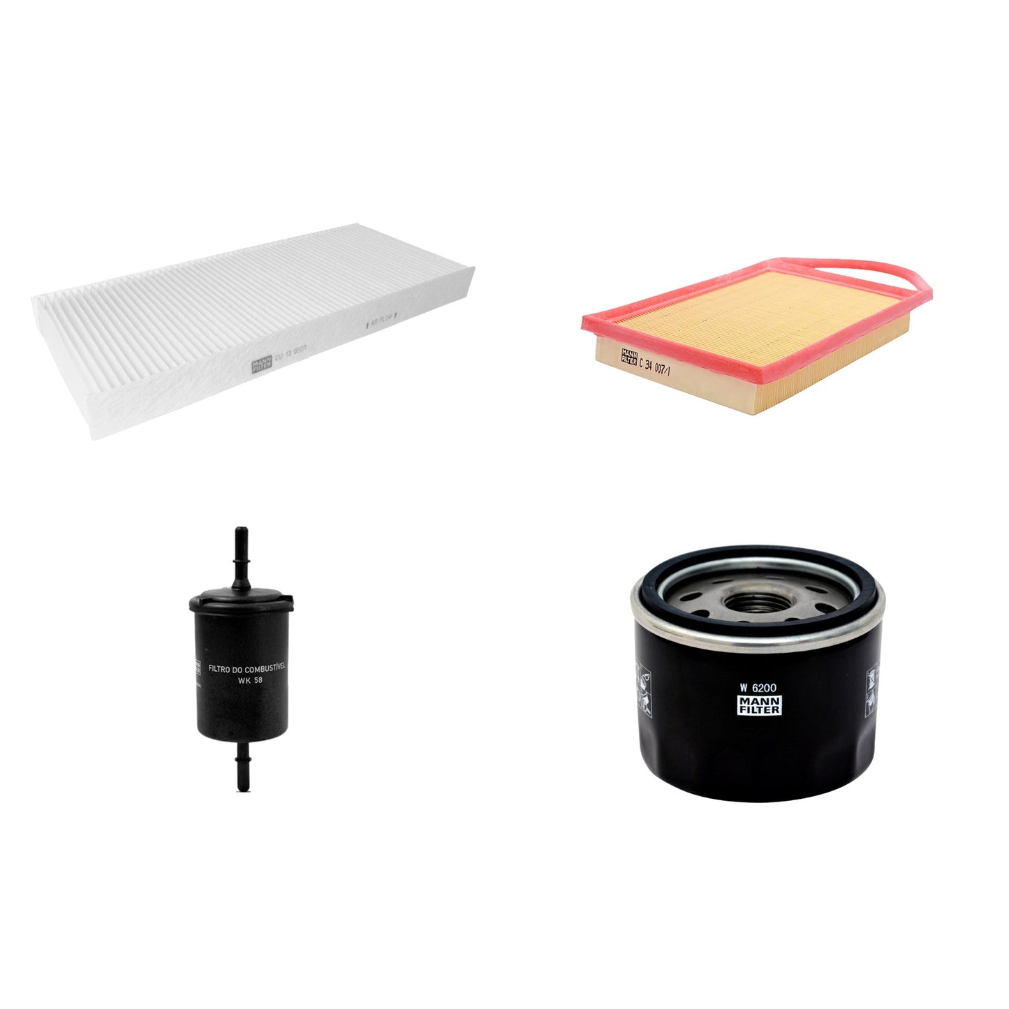 Kit Filtros de Ar Combustível Cabine Ar Condicionado Óleo - Mann-Filter - C34007/1 - CU13002/1 - W6200 - WK58 - (1)