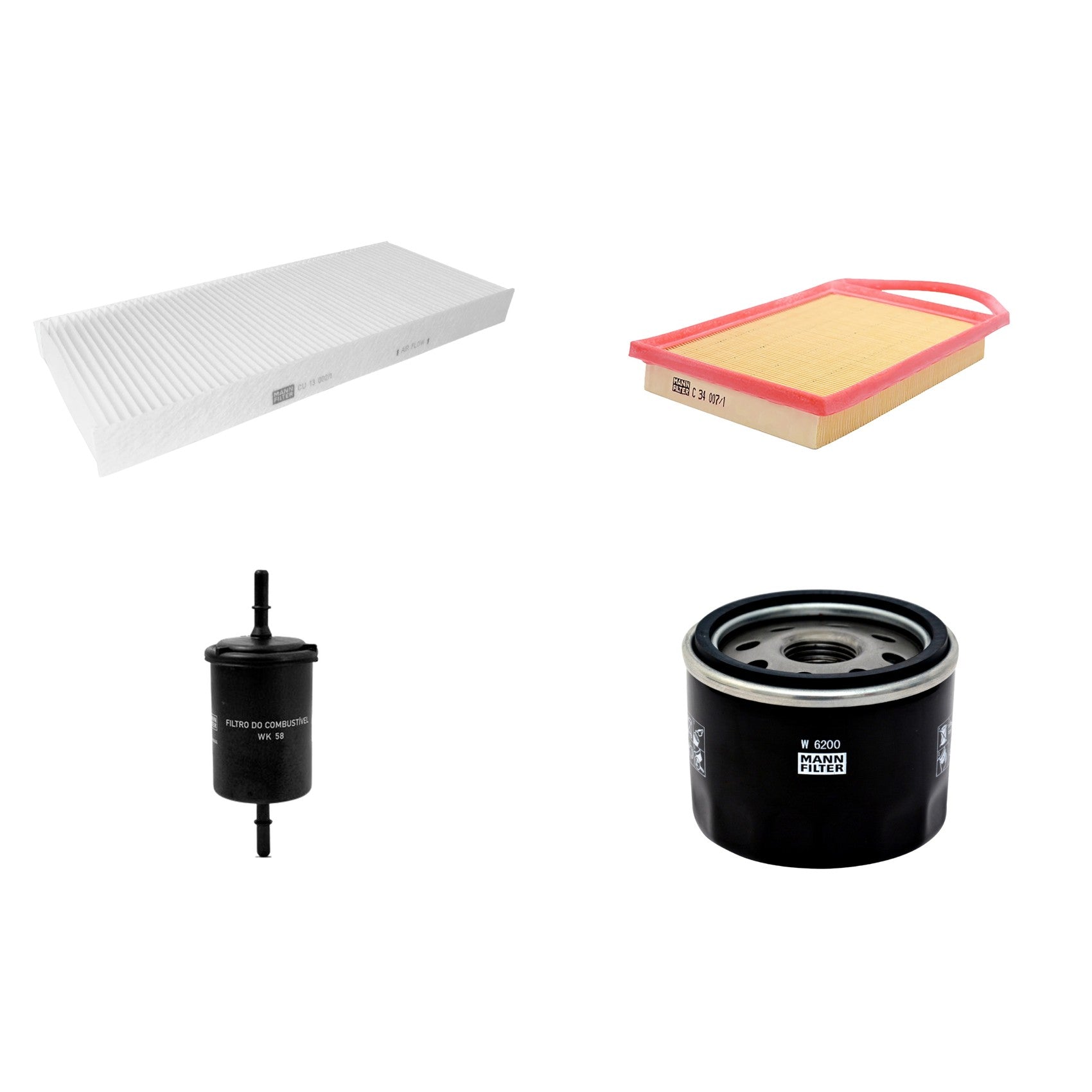 Kit Filtros de Ar Combustível Cabine Ar Condicionado Óleo - Mann-Filter - C34007/1 - CU13002/1 - W6200 - WK58 - (1)