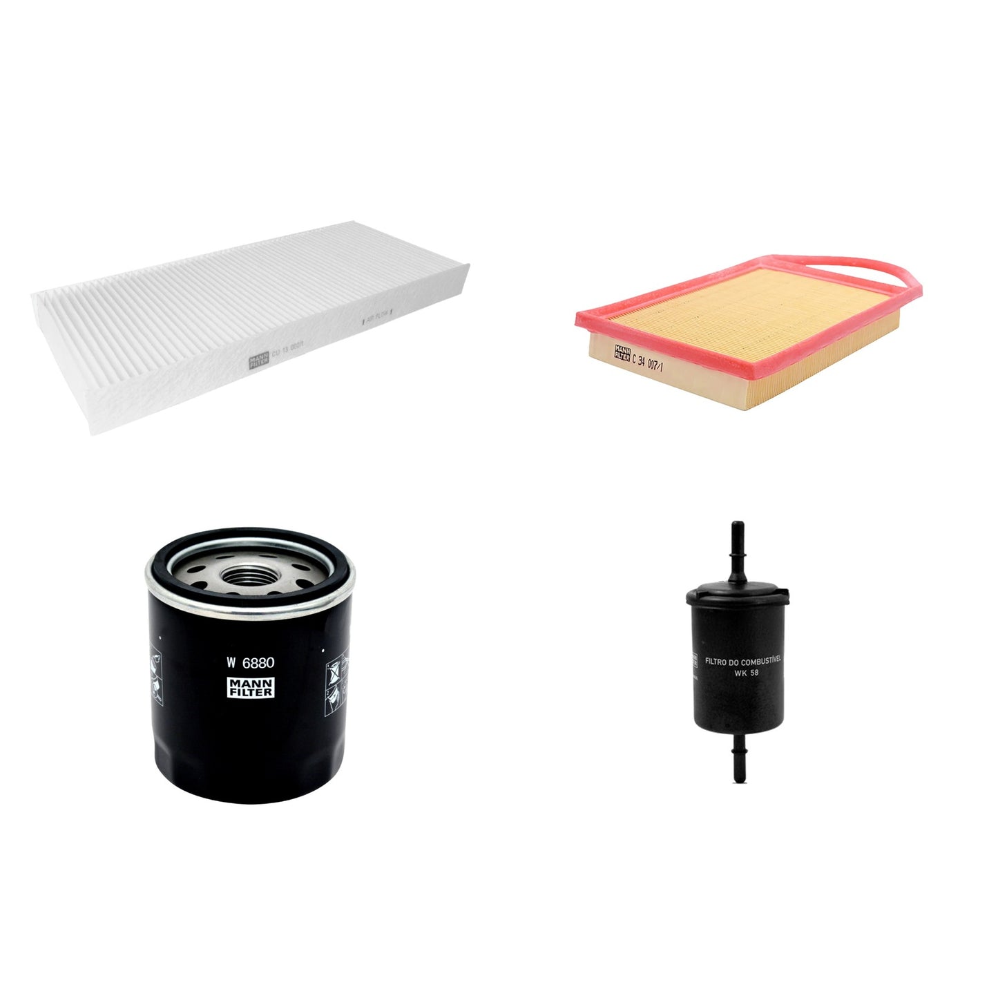 Kit Filtros de Ar Combustível Cabine Ar Condicionado Óleo - Mann-Filter - C34007/1 - CU13002/1 - W6880 - WK58 - (1)