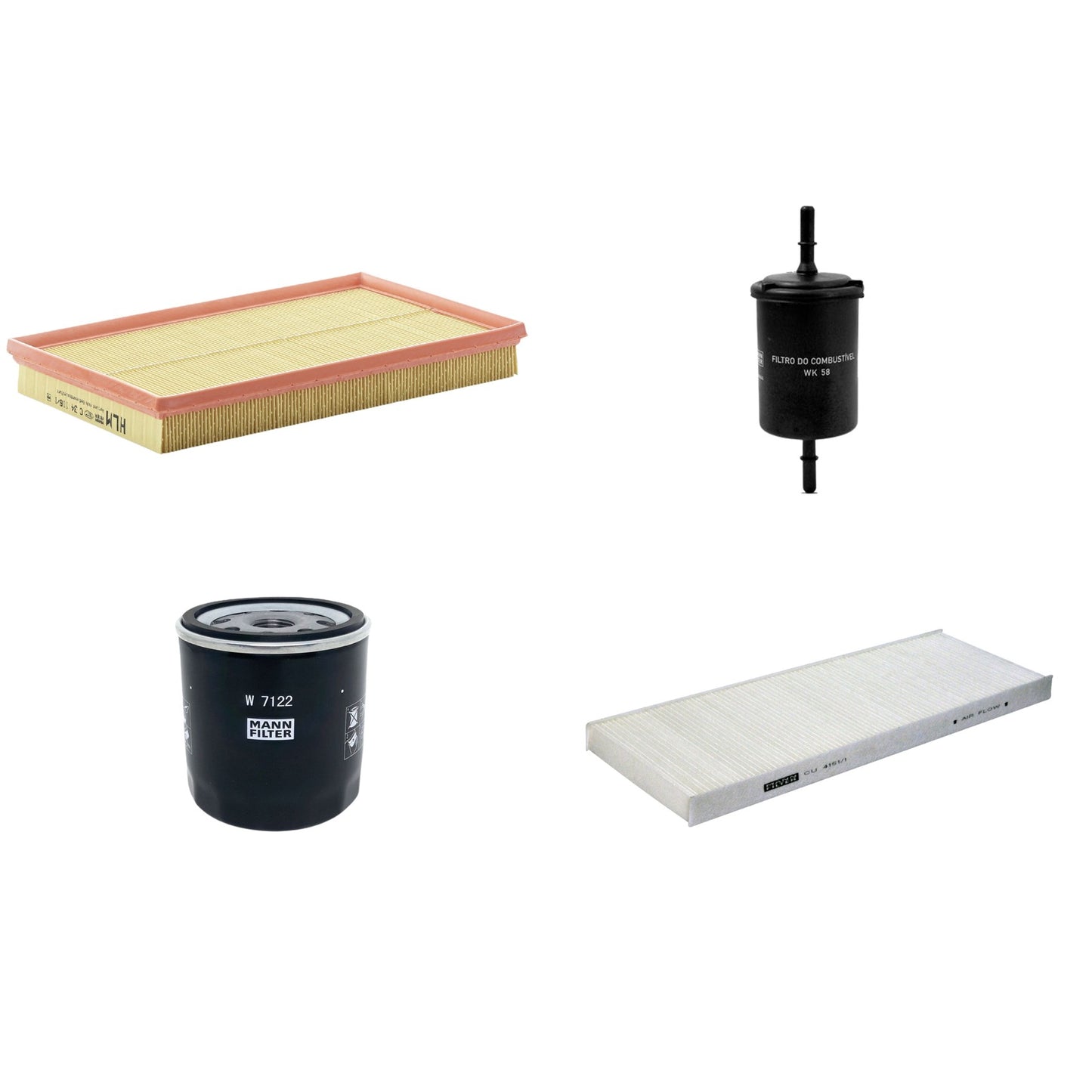 Kit Filtros de Ar Combustível Cabine Ar Condicionado Óleo - Mann-Filter - C34116/1 - CU4151/1 - W7122 - WK58 - (1)
