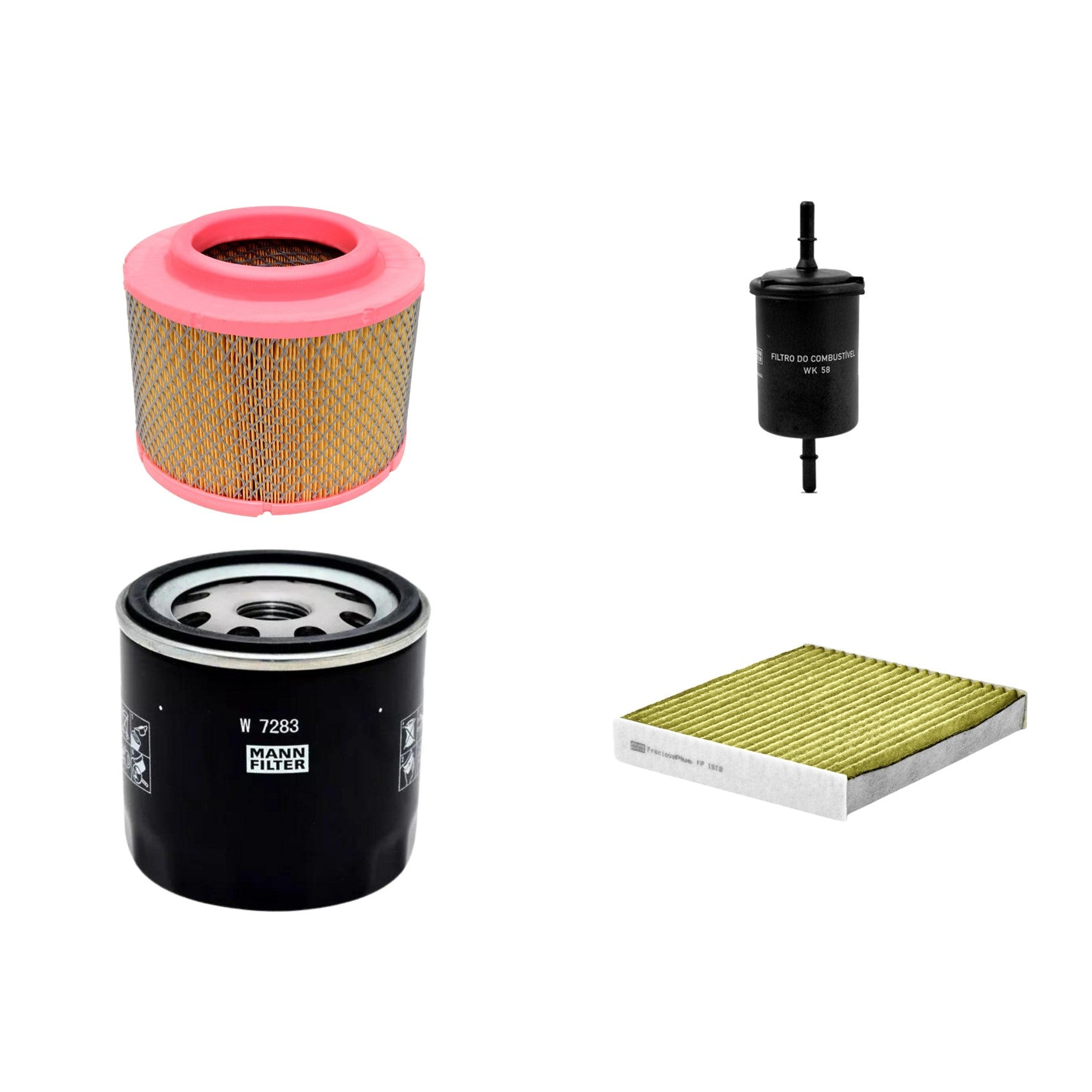 Kit Filtros de Ar Combustível Cabine Ar Condicionado Óleo - Mann-Filter - C23107/1 - FP1919 - W7283 - WK58 - (1)