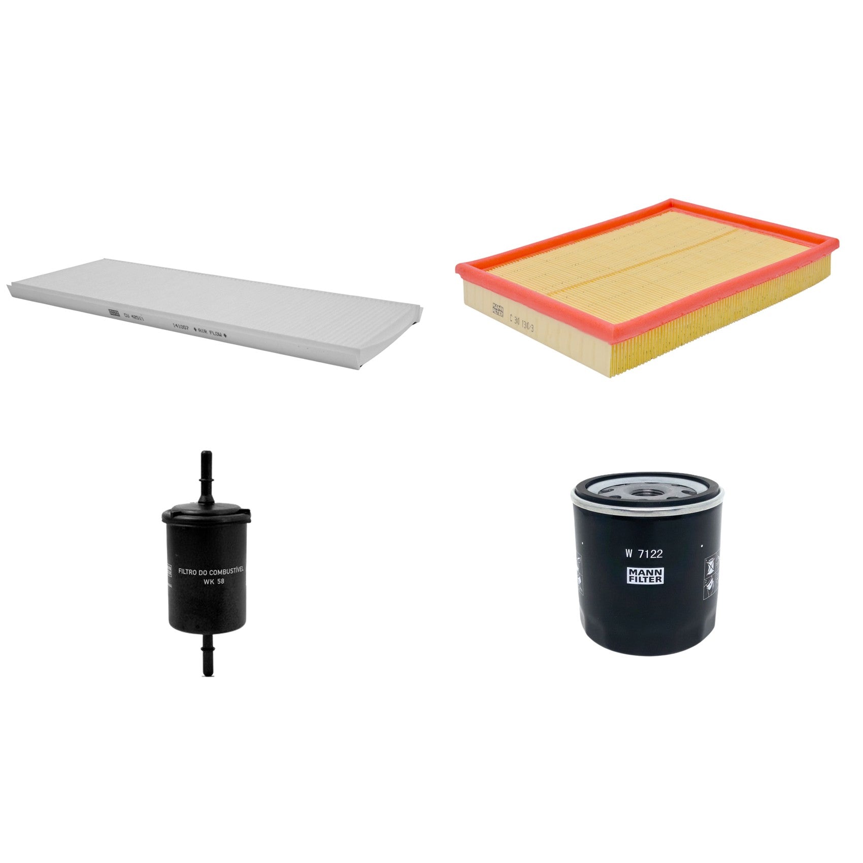 Kit Filtros de Ar Combustível Cabine Ar Condicionado Óleo - Mann-Filter - C30130/3 - CU4251/1 - W7122 - WK58 - (1)