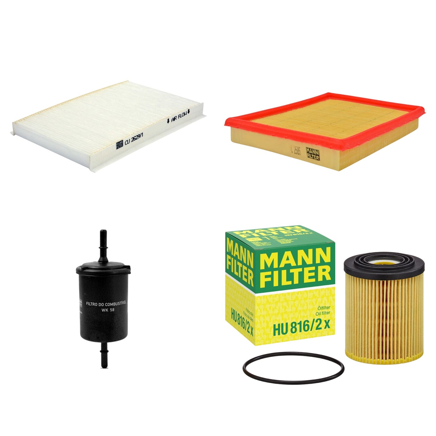 Kit Filtros de Ar Combustível Cabine Ar Condicionado Óleo - Mann-Filter - C2585 - CU2629/1 - HU816/2x - WK58 - (1)