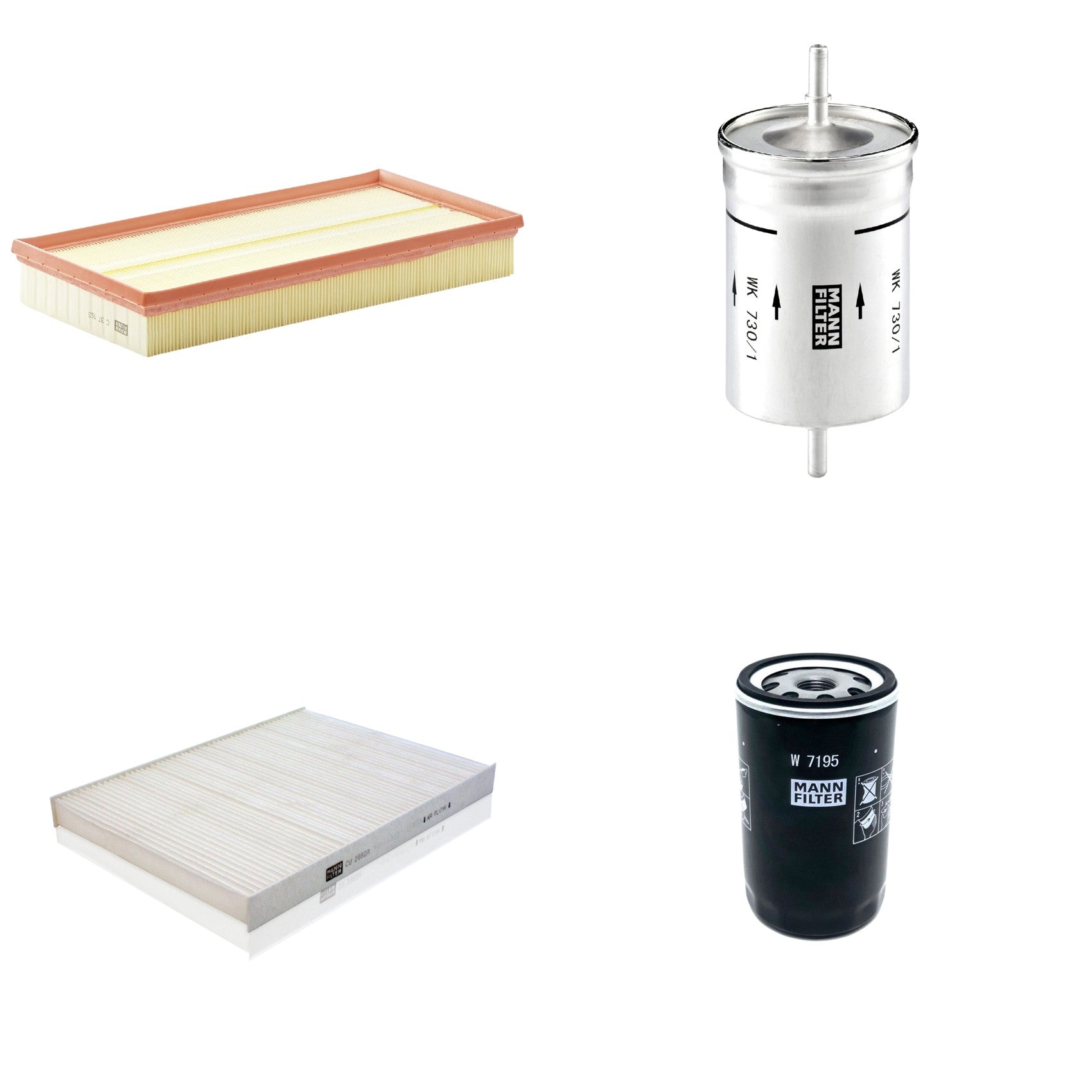 Kit Filtros de Ar Combustível Cabine Ar Condicionado Óleo - Mann-Filter - C37153 - CU2882/1 - W7195 - WK730/1 - (1)