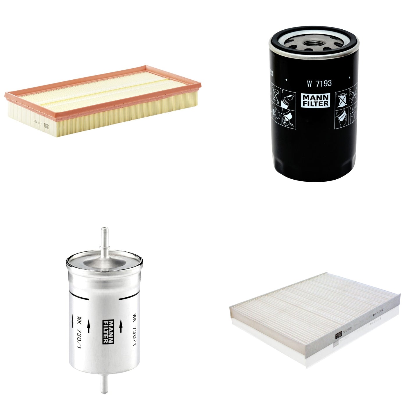 Kit Filtros de Ar Combustível Cabine Ar Condicionado Óleo - Mann-Filter - C37153 - CU2882/1 - W7193 - WK730/1 - (1)