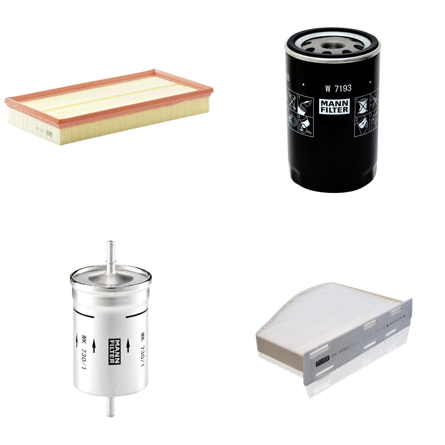 Kit Filtros de Ar Combustível Cabine Ar Condicionado Óleo - Mann-Filter - C37153 - CU2939/2 - W7193 - WK730/1 - (1)