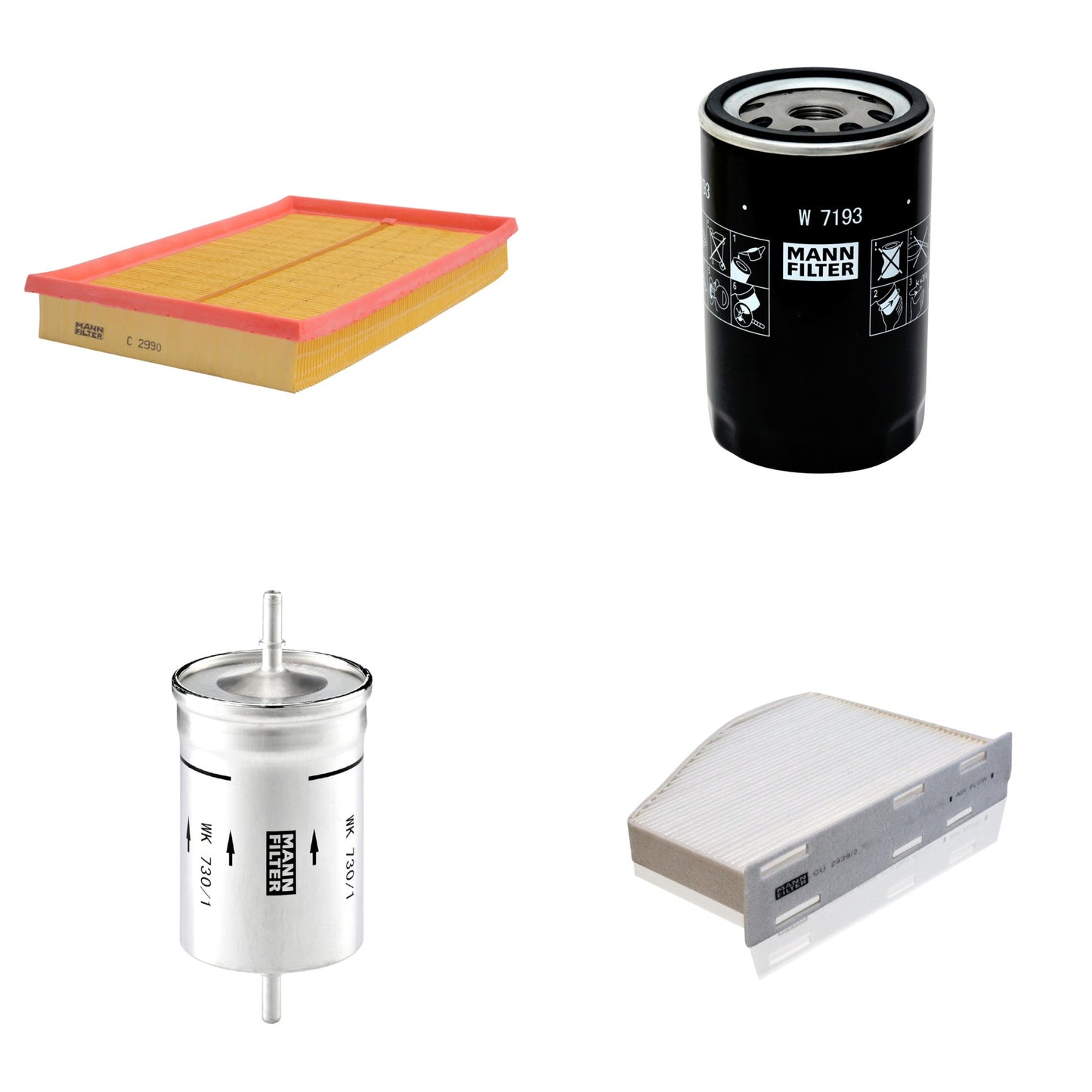 Kit Filtros de Ar Combustível Cabine Ar Condicionado Óleo - Mann-Filter - C2990 - CU2939/2 - W7193 - WK730/1 - (1)