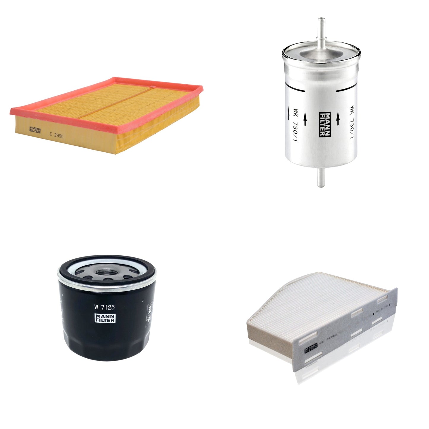 Kit Filtros de Ar Combustível Cabine Ar Condicionado Óleo - Mann-Filter - C2990 - CU2939/2 - W7125 - WK730/1 - (1)