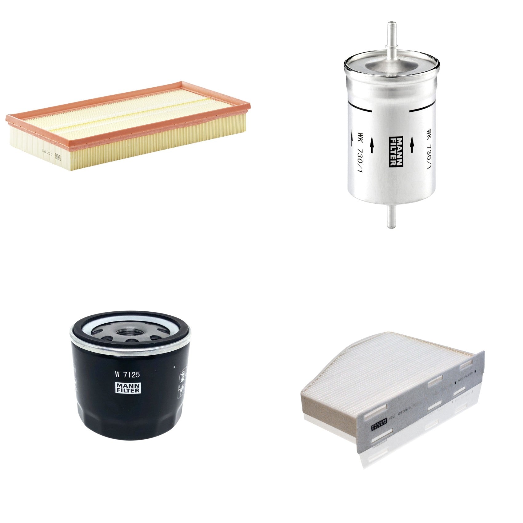 Kit Filtros de Ar Combustível Cabine Ar Condicionado Óleo - Mann-Filter - C37153 - CU2939/2 - W7125 - WK730/1 - (1)