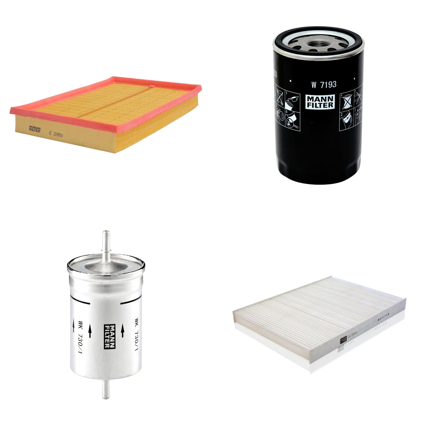 Kit Filtros de Ar Combustível Cabine Ar Condicionado Óleo - Mann-Filter - C2990 - CU2882/1 - W7193 - WK730/1 - (1)