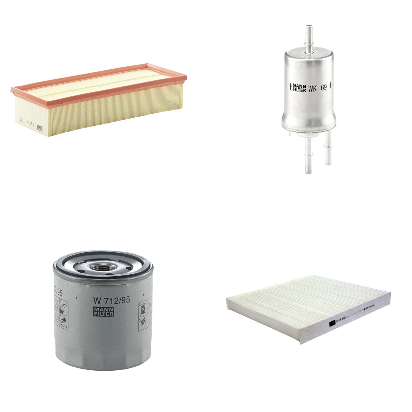 Kit Filtros de Ar Combustível Cabine Ar Condicionado Óleo - Mann-Filter - C35154 - CU26009/1 - W712/95 - WK69 - (1)
