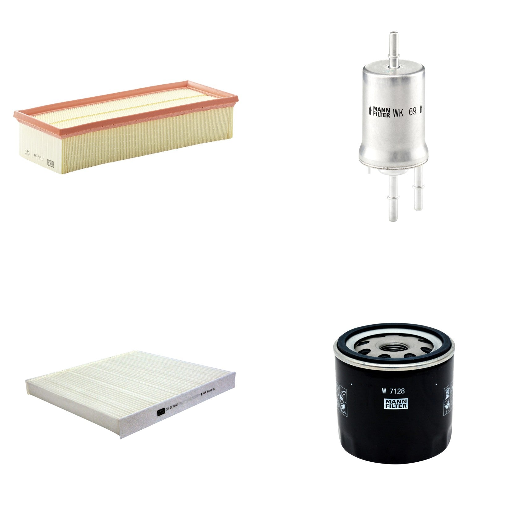 Kit Filtros de Ar Combustível Cabine Ar Condicionado Óleo - Mann-Filter - C35154 - CU26009/1 - W7128 - WK69 - (1)